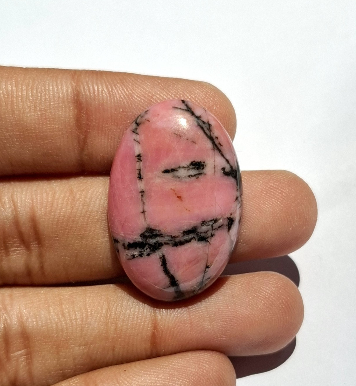 Rhodonite Cabochon: Natural Gemstone Rare Jewelry Making (30×20 MM 39 Carat