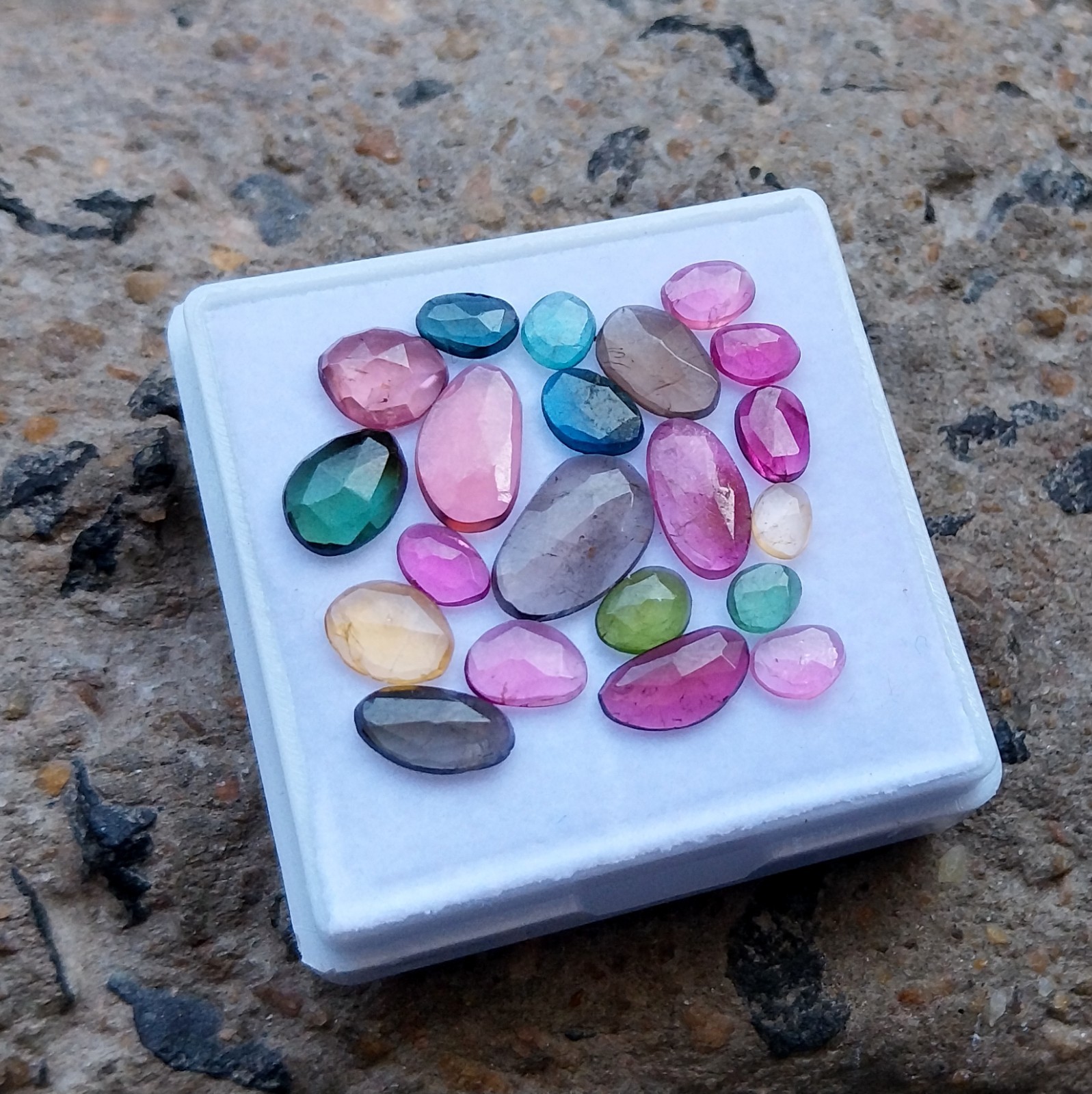 12 Ct 3.5×4.5 to 7×11.5 MM Natural Multi Color Tourmaline Rose Cut 21 Piece Lot