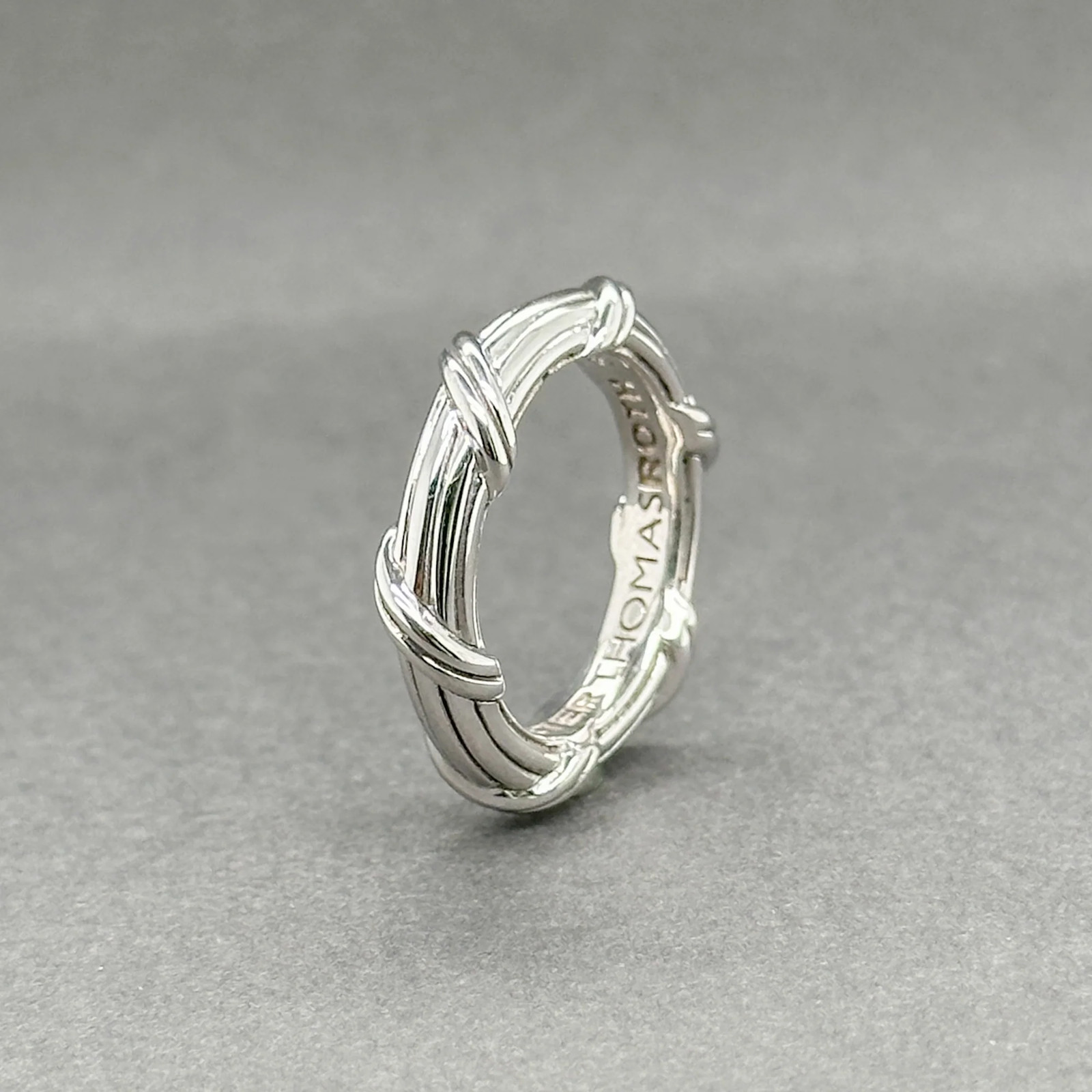 Estate Peter Thomas Roth Sterling Silver Ribbon & Reed Ring