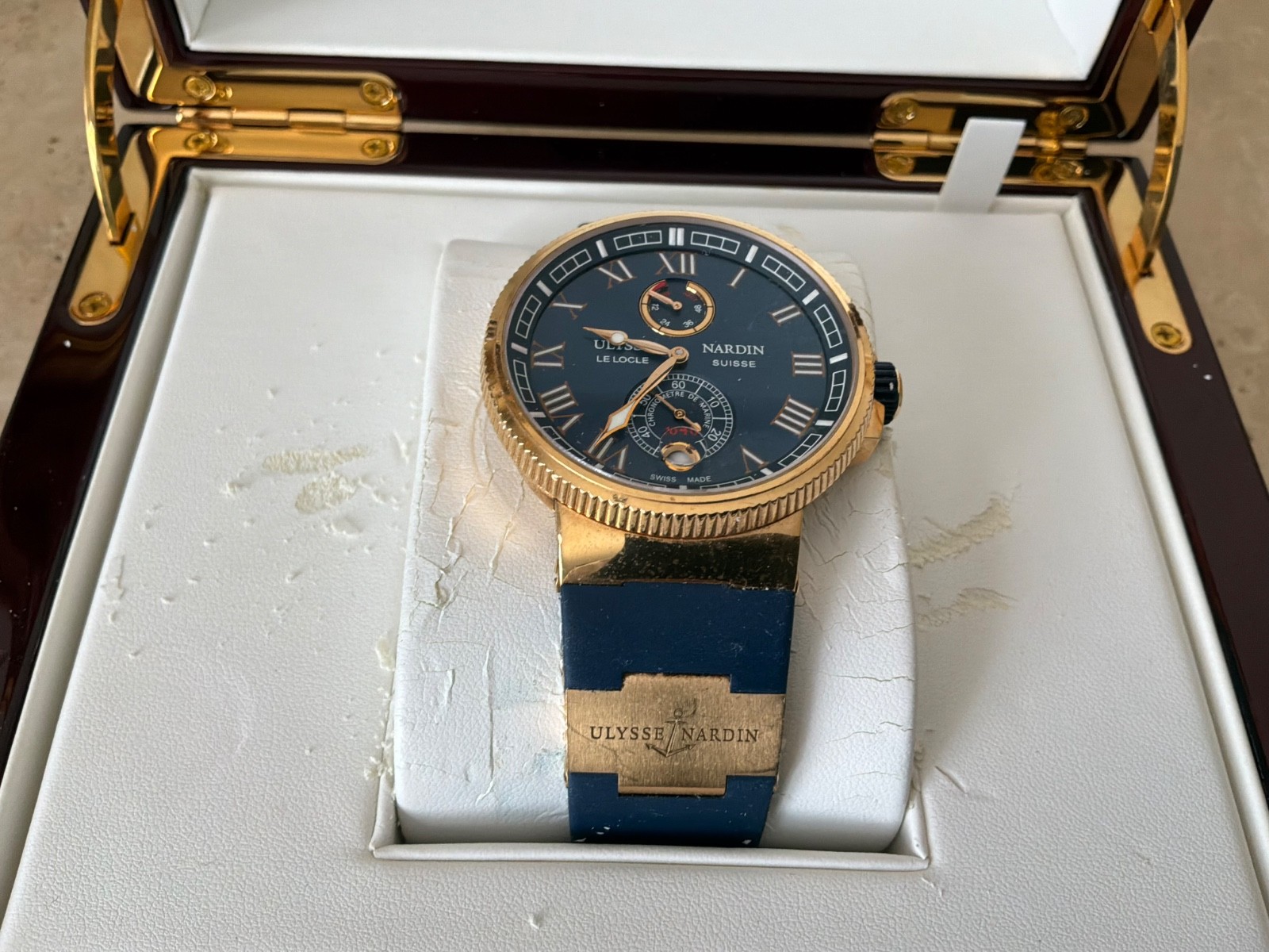 Ulysse Nardin Marine Mens Gold Watch. Cosc# UN118-1012731