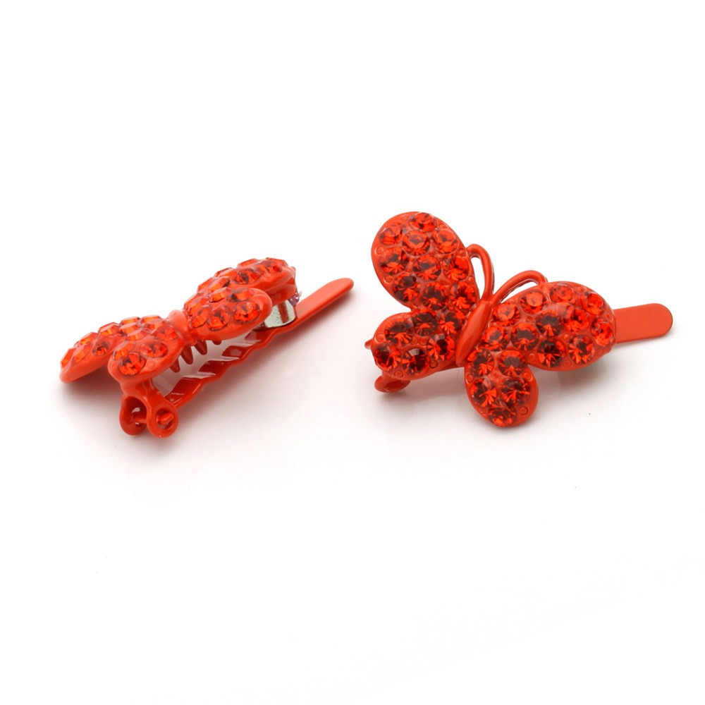 Hand Made Hair Jewelry Butterfly Magnet Barrette, Orange Rhinestone, 1 pc only