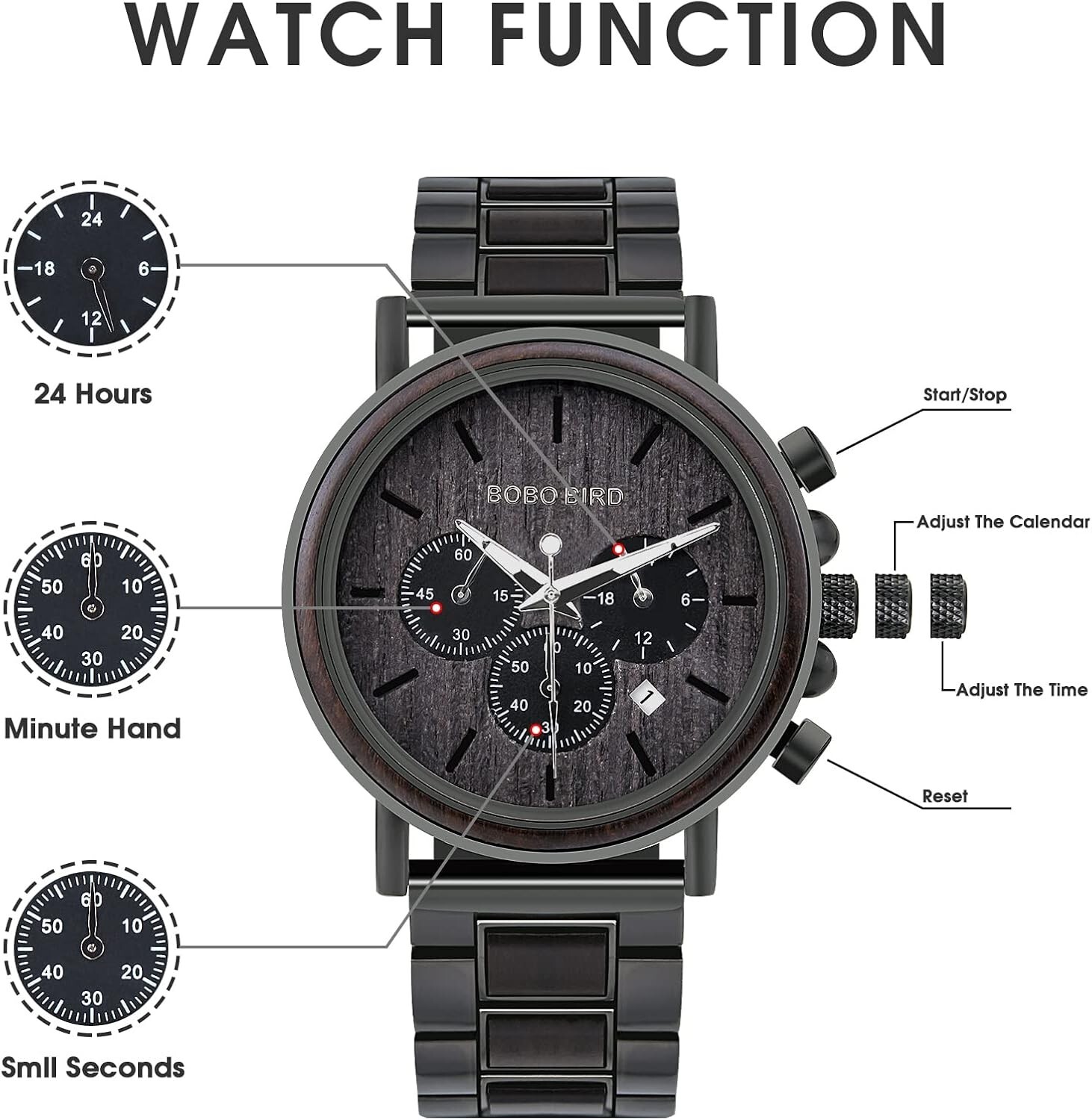 Elegant Men’s Wooden Watch with Engraved Affectionate Words – Timeless Gift