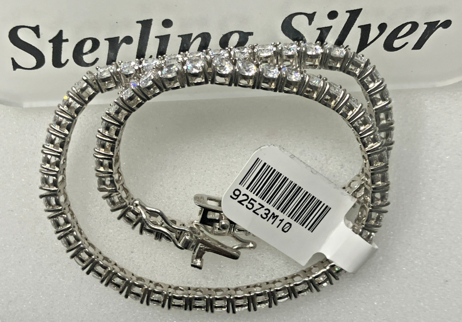 925 Sterling Silver CZ Tennis Ankle Bracelet 12.88grams 3mm 9 To 10inches NWT