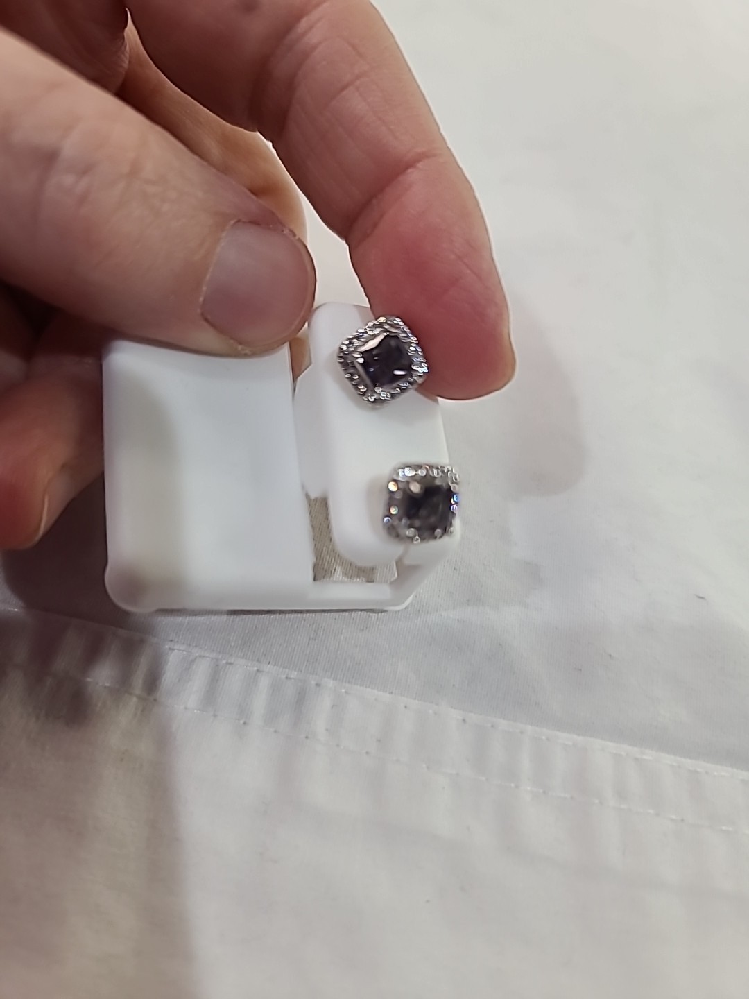 Purple Stone 925 Sterling Silver Square Large Stud Earrings Corona Sun Jewlery