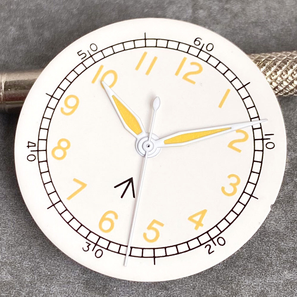 Black White Watch Dial 29mm Lume Mark Yellow Hand Fit NH35 NH36 NH38 Dive Watch