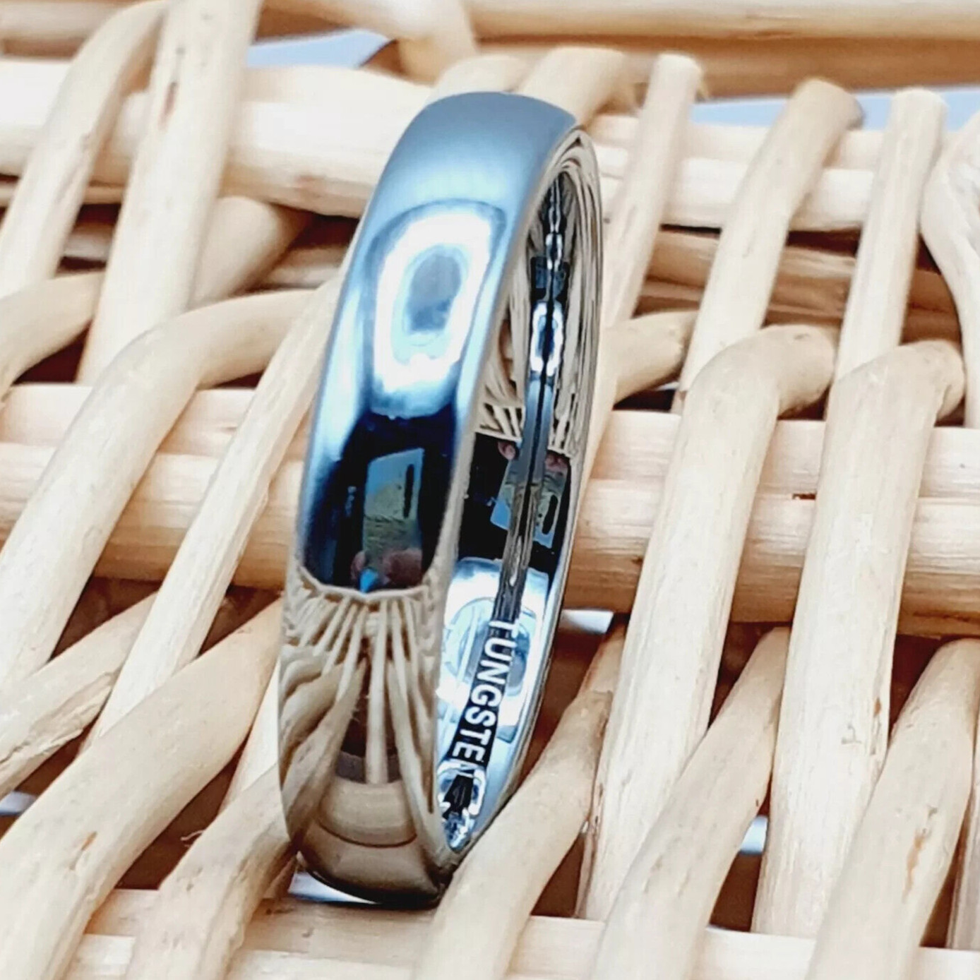 High Polished Dome Wedding Band – Engraved Women’s Anniversary Promise Ring