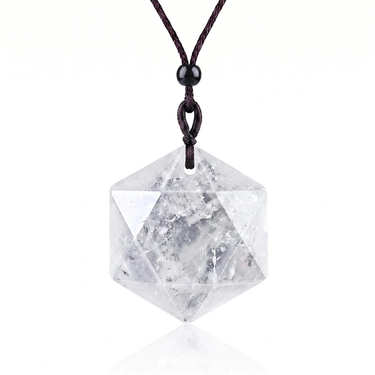 6PCS Hot Sale Mixed Gemstones Star Hexagon Shape Necklaces Adjustable Cord