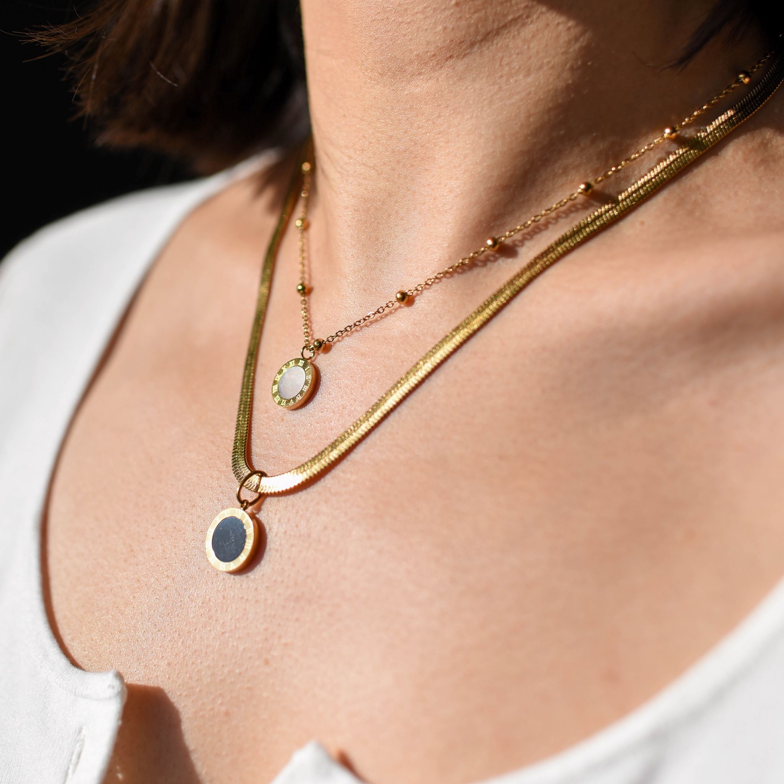 Layered Snake Chain Pendant Necklace