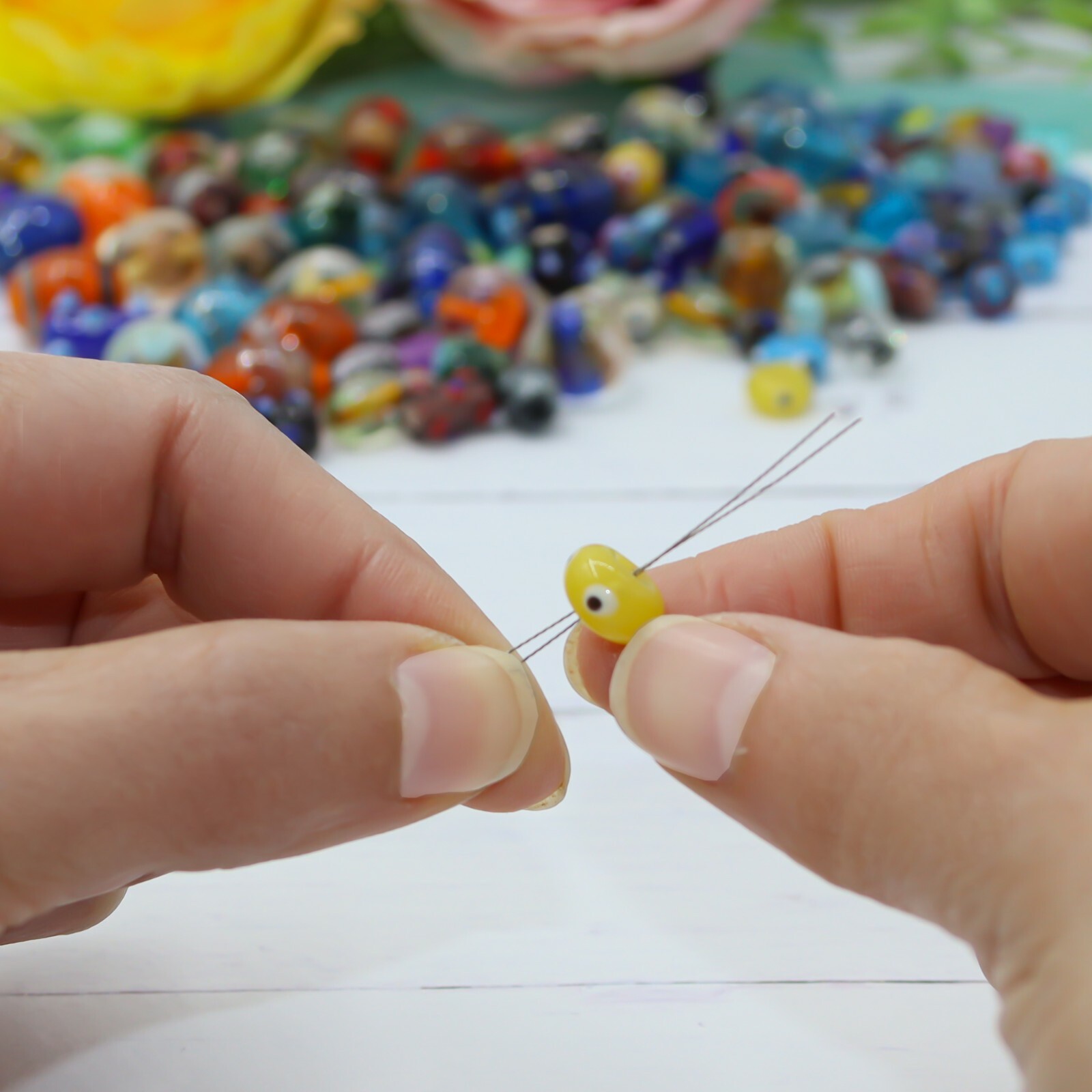FunWeevz Assorted Glass Beads for Jewelry Making Adults, Large and Small Mix