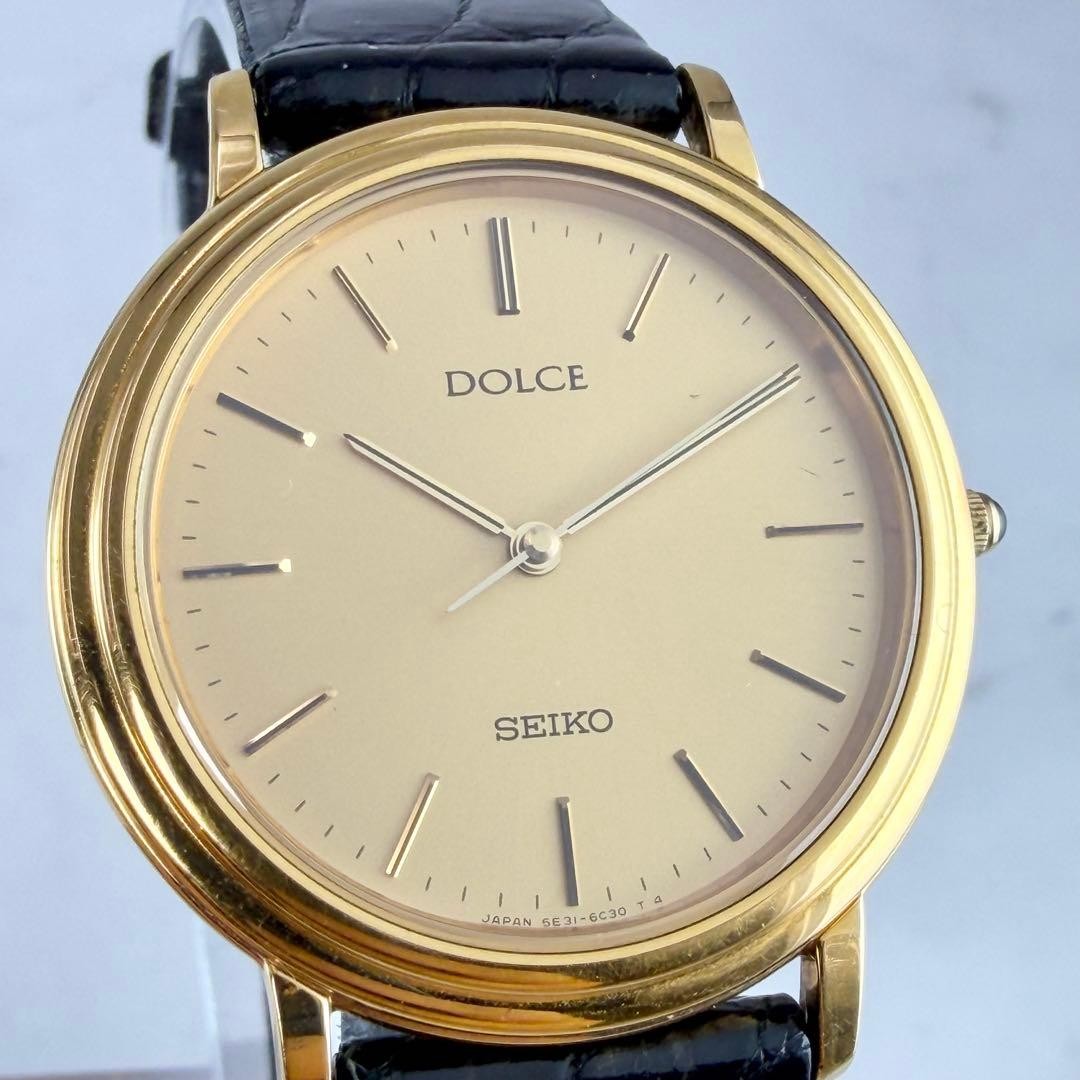 Seiko Dolce 5E31-6C20 Quartz Women Watch Gold Dial New Battery Japan Pre-Owned