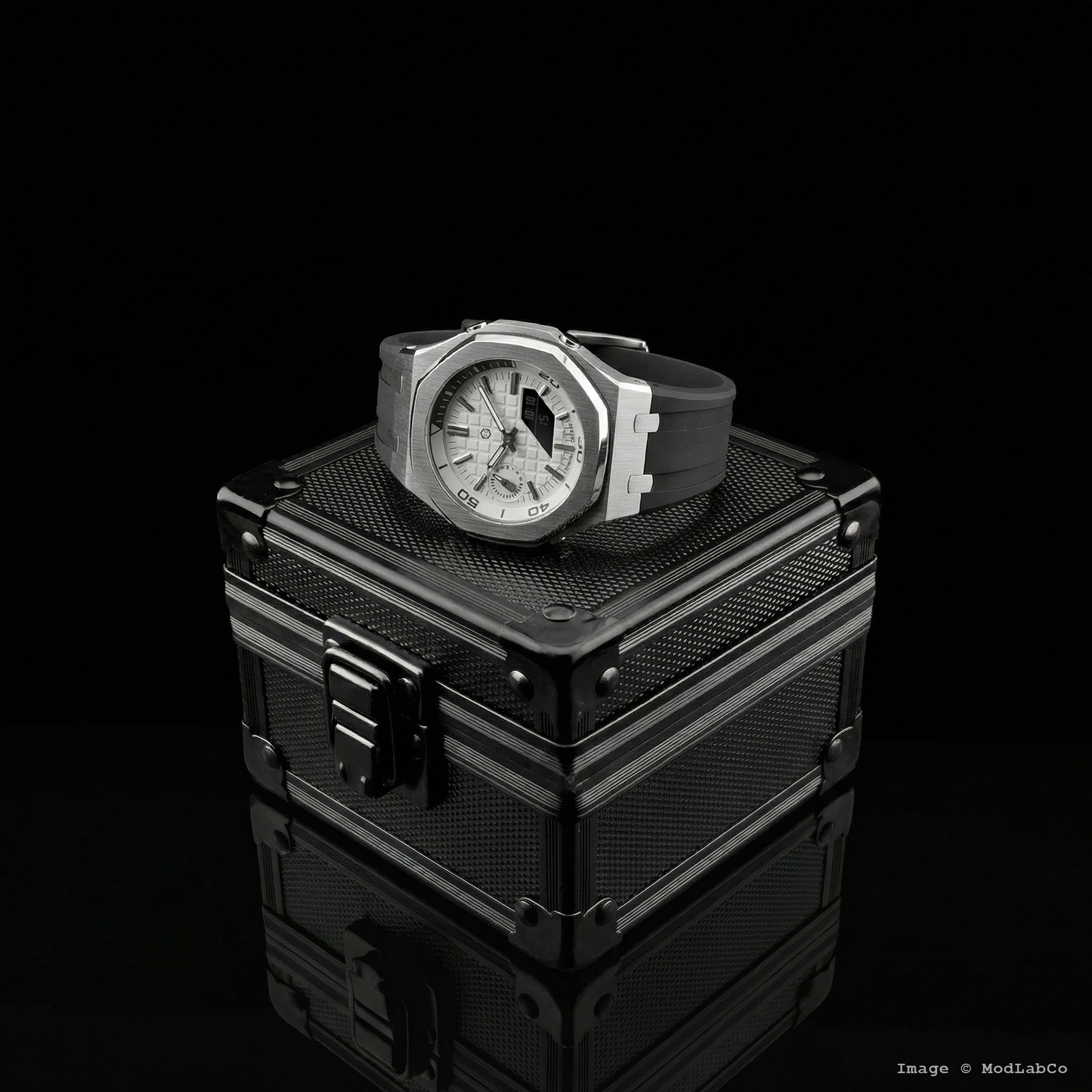 MLC-311 modlab company BESPOKE Octagonal White Dial Rose Gold Rubber 42mm Watch