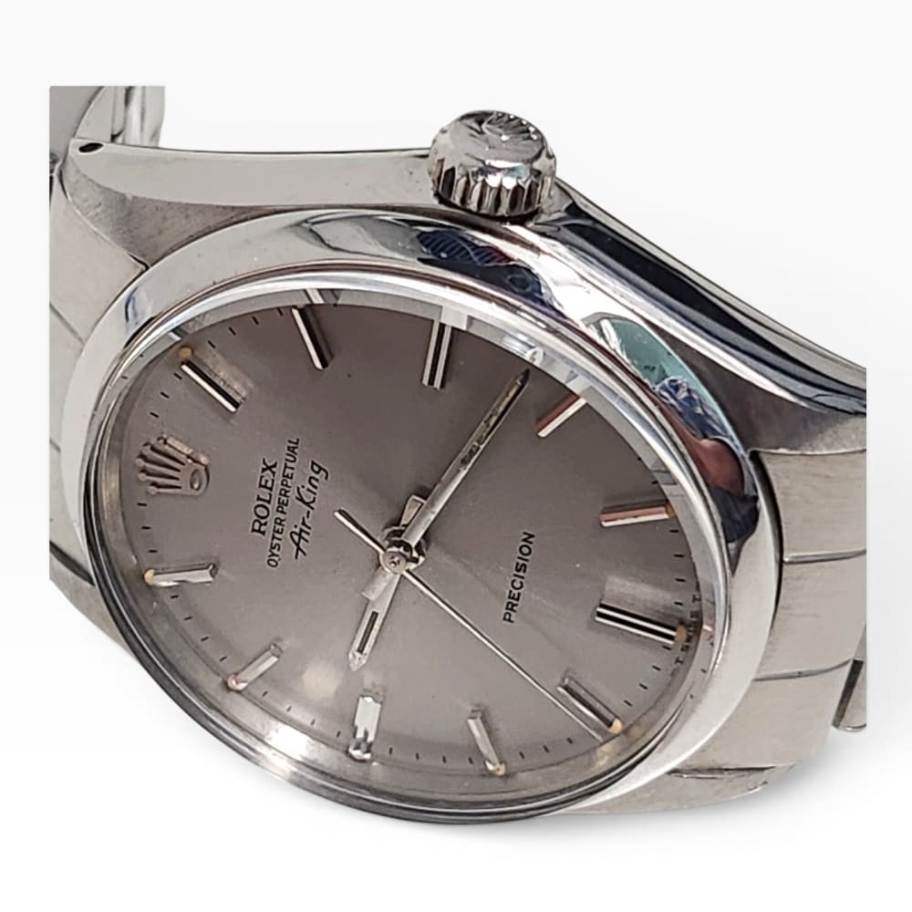 Full Set 1971 Rolex Mens Air King Precision 34 mm Steel Automatic Watch 5500