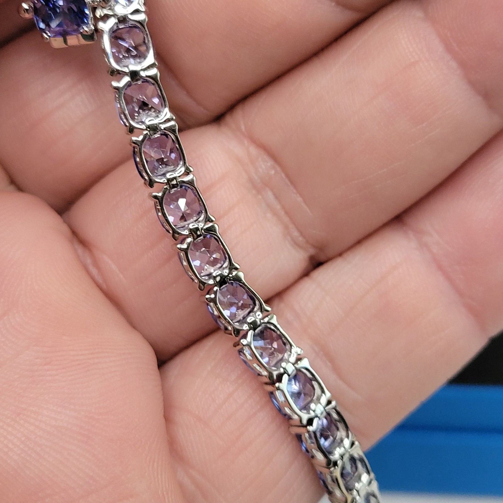 925 Bella Luce Platinum on Sterling Silver Tanzanite CZ Tennis Bracelet 27.5ctw