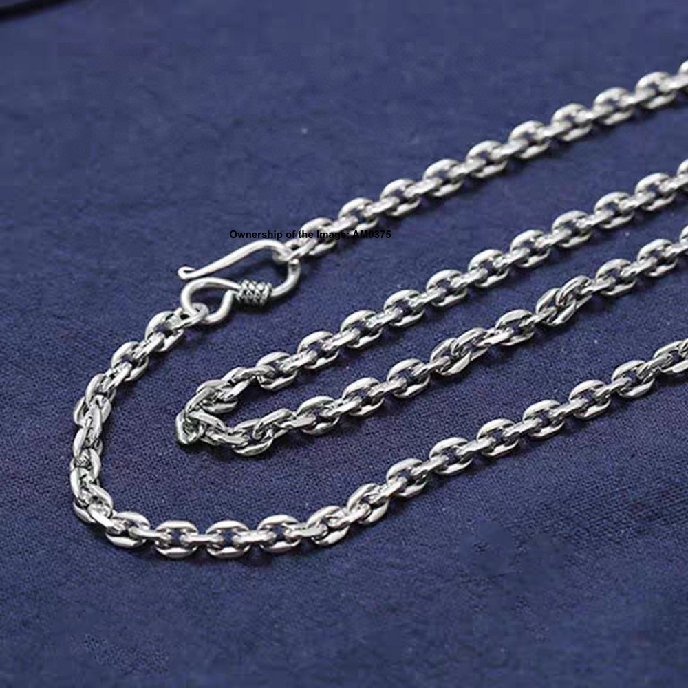 Pure 925 Sterling Silver Necklace – 4mm Cable Link Chain Necklace 50-70cm