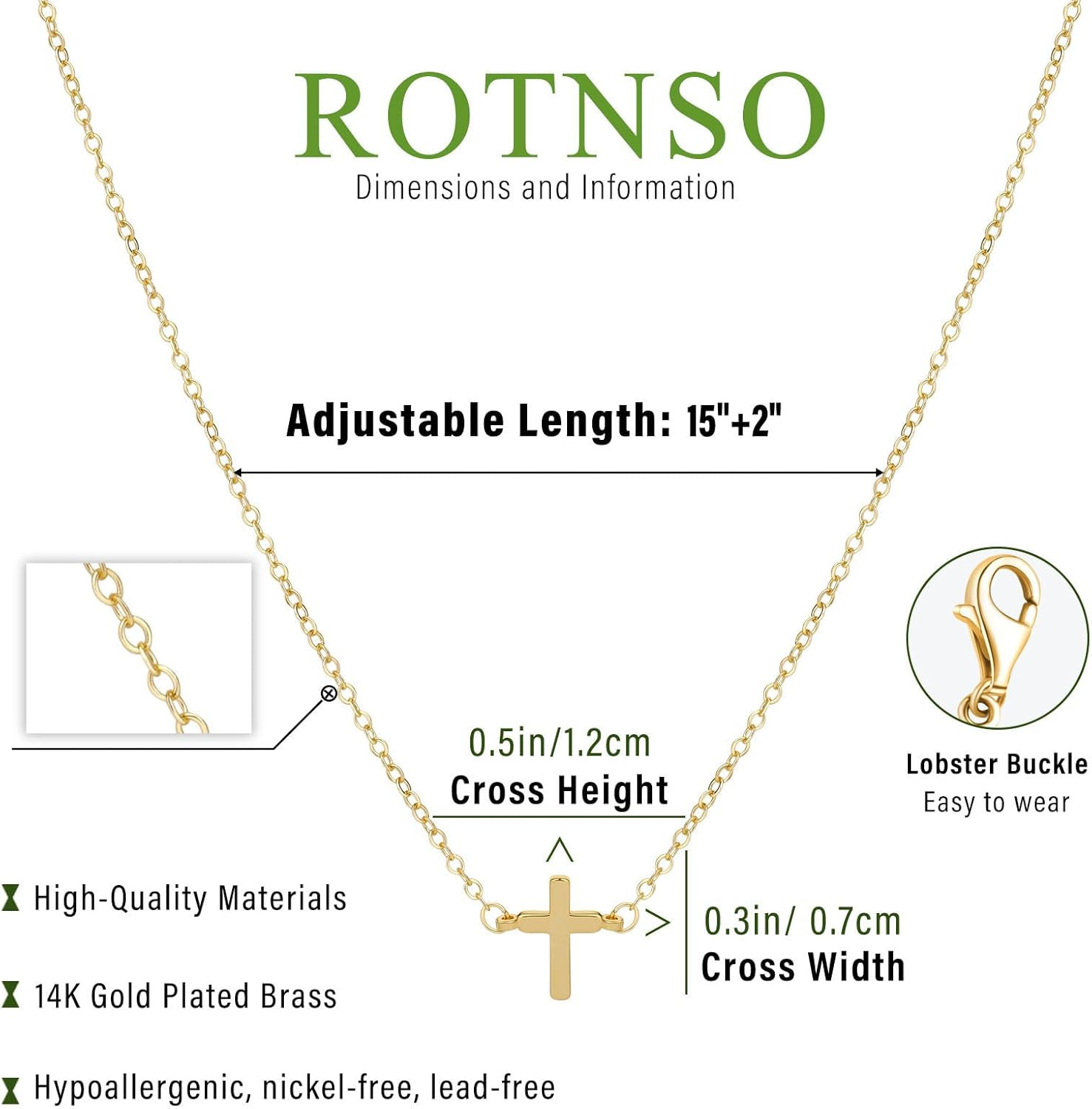 Cross Necklace for Women 14K Gold Silver Plated Sideways Cross Necklace Set Dain