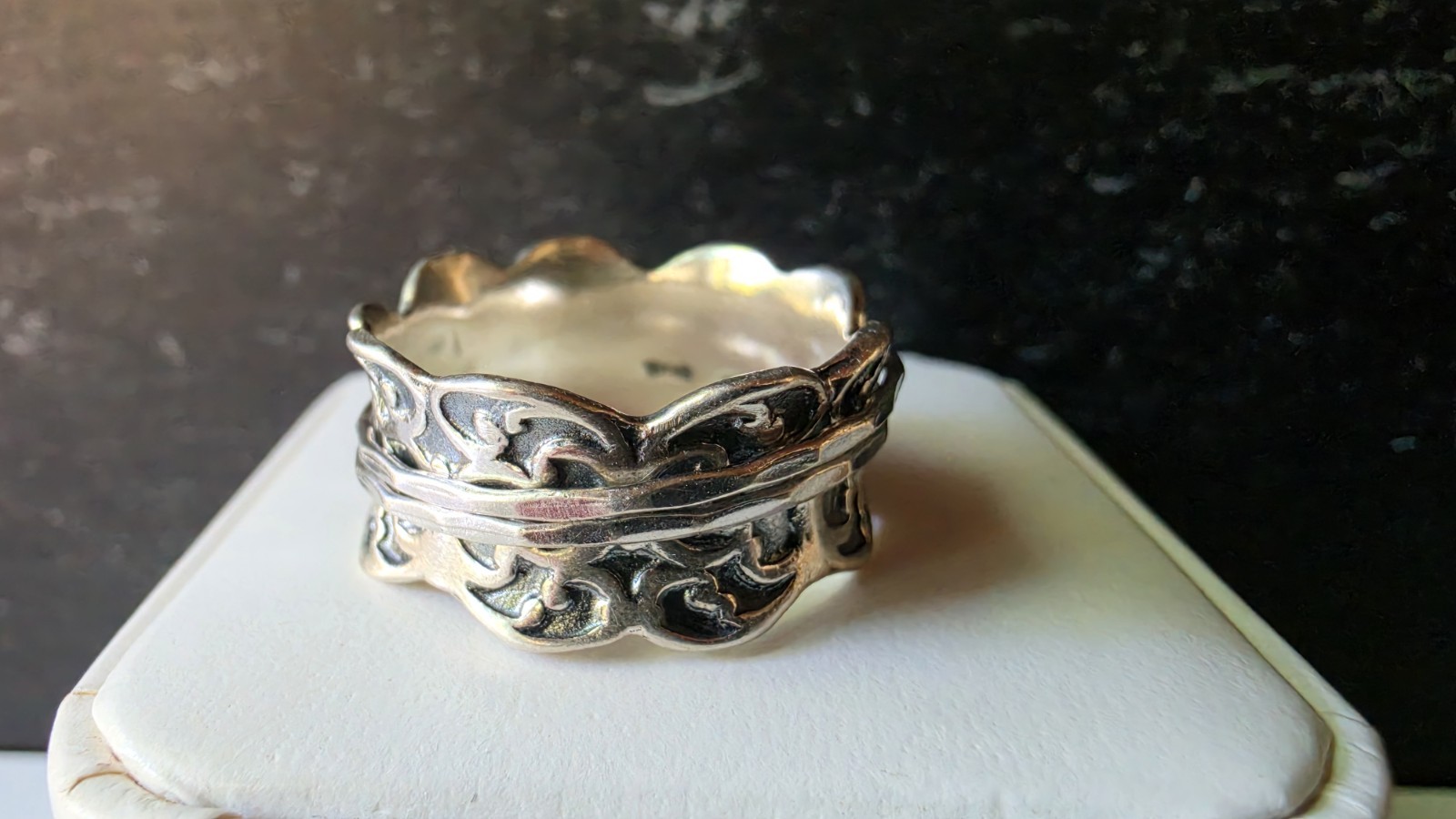 PZ Paz Creations Israel 925 Sterling Silver Spinner Ring, Size US 9.75 Vintage