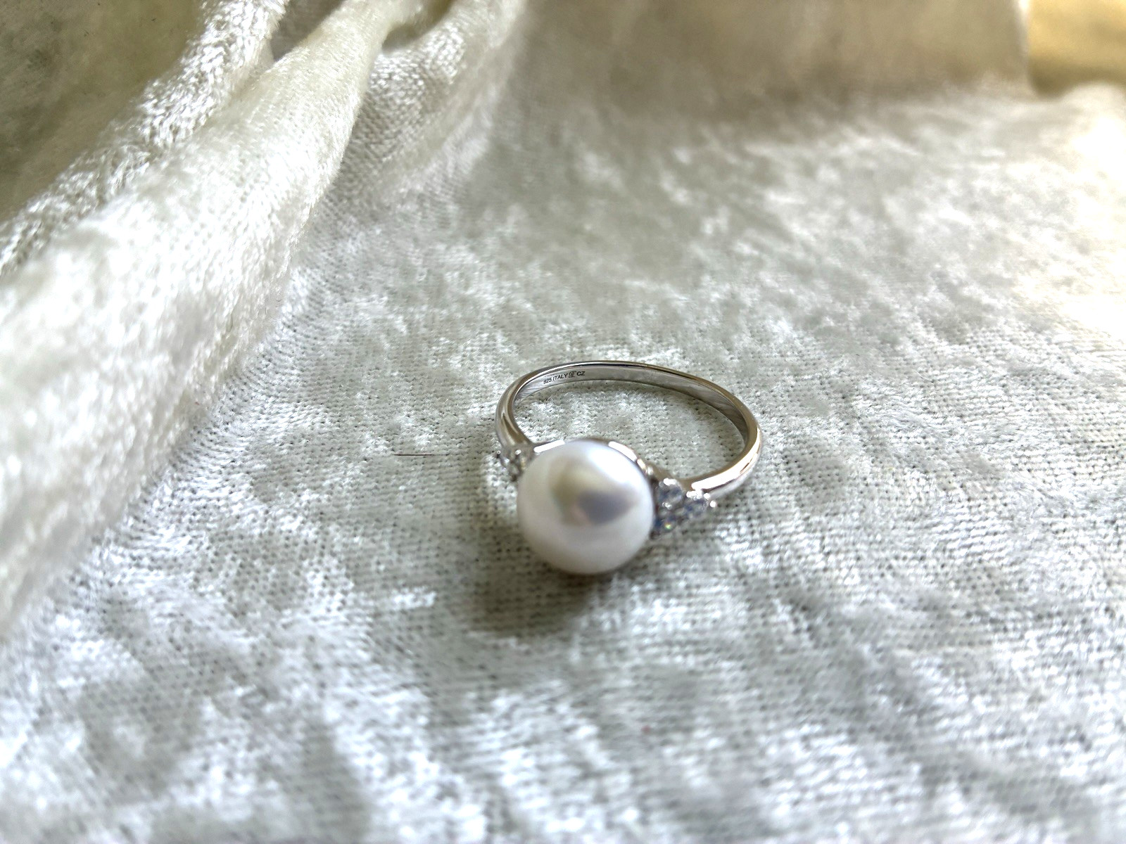 HONORA CULTURED PEARL WITH DIAMONIQUE CZ GEMSTONE RING, SIZE 11 (M5059-62)