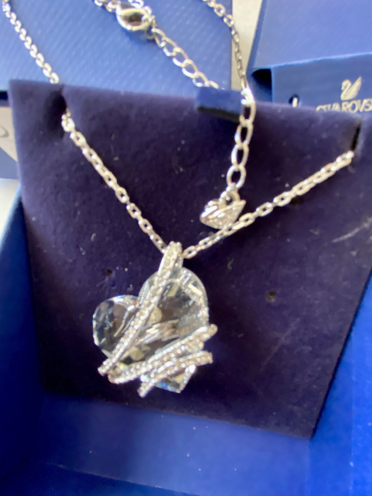 NEW AUTHENTIC Swarovski 3D Crystal Wrapped Heart Pendant Chain NecklaceLove Gift