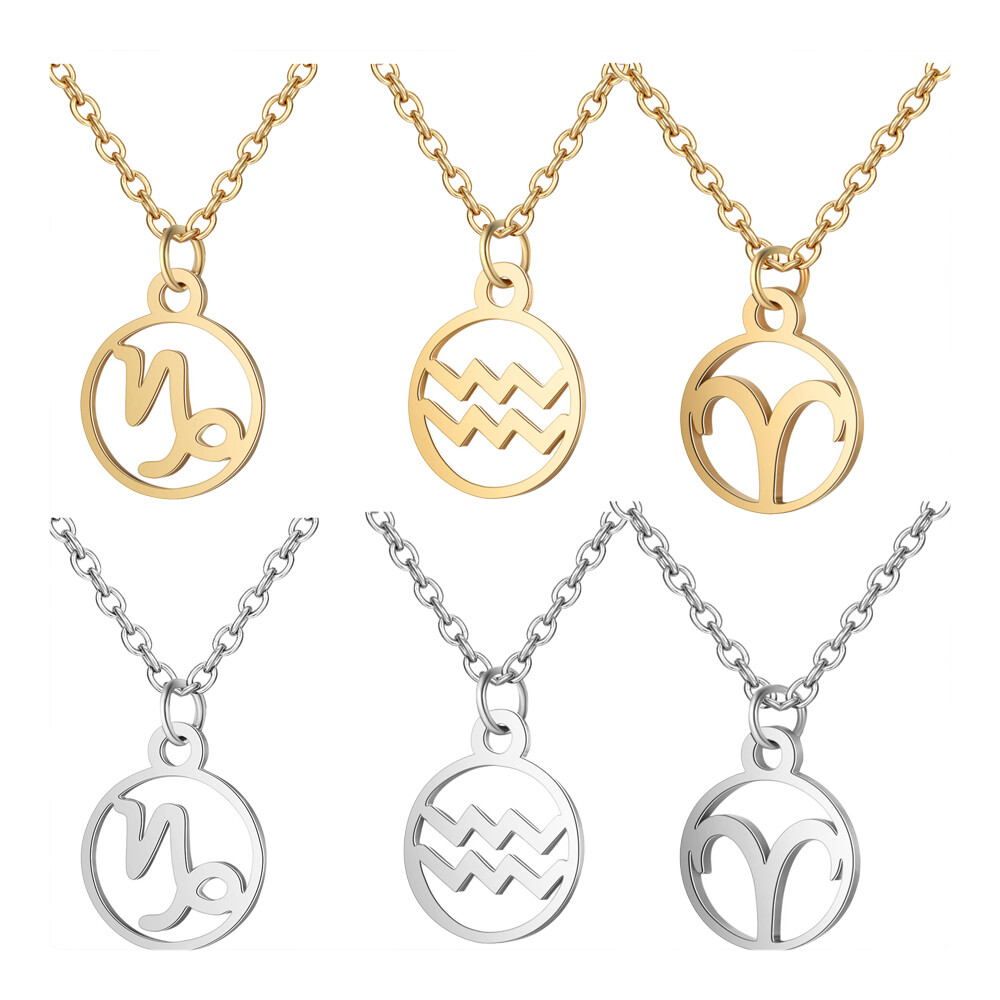 Stainless Steel Pendant Necklace Lobster Zodiac Sign Gold Silver 16.3″ 2mm Z578