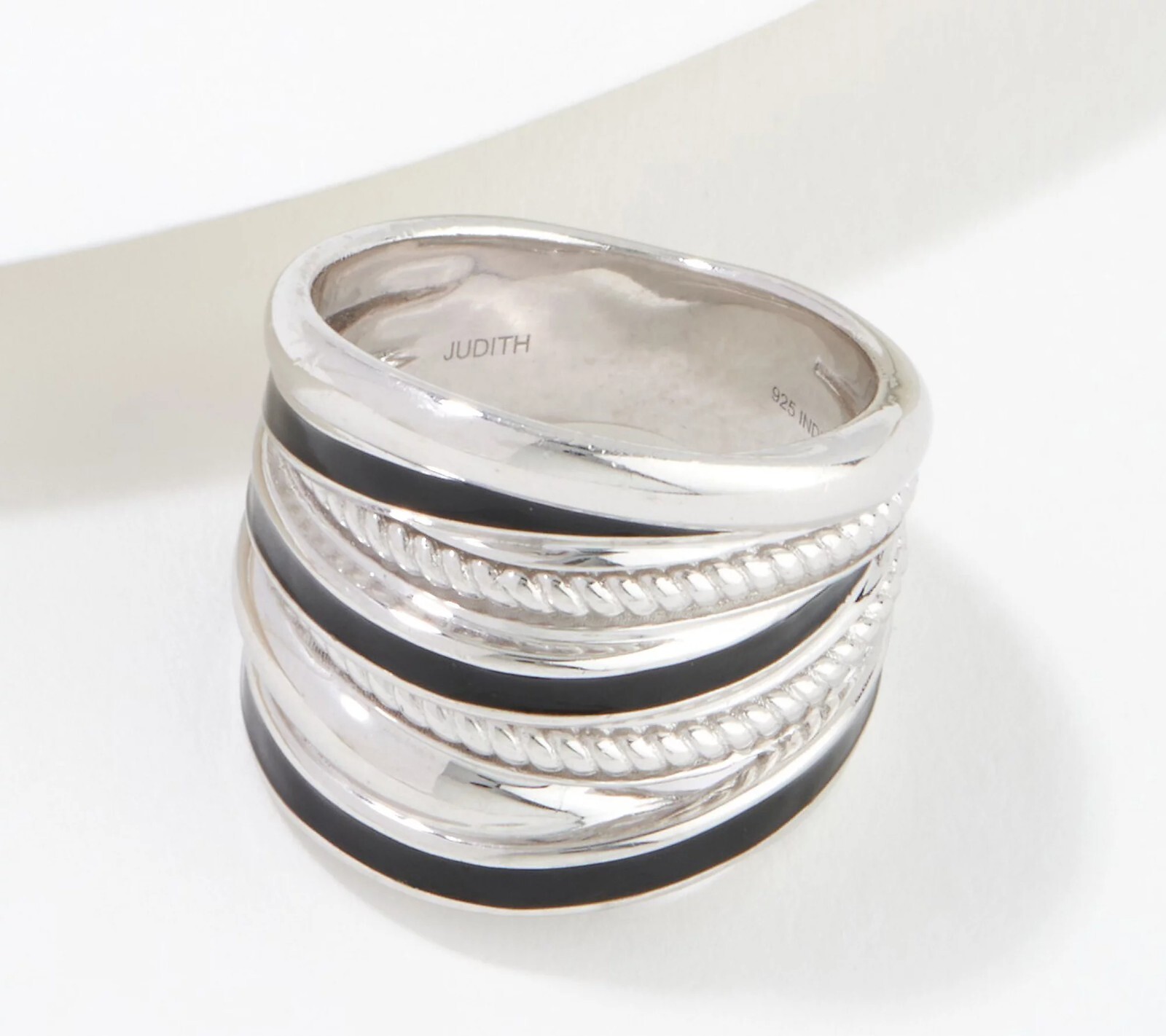 Judith Ripka Sterling Silver Enamel Ring or Crossover Ring for Women Jewelry