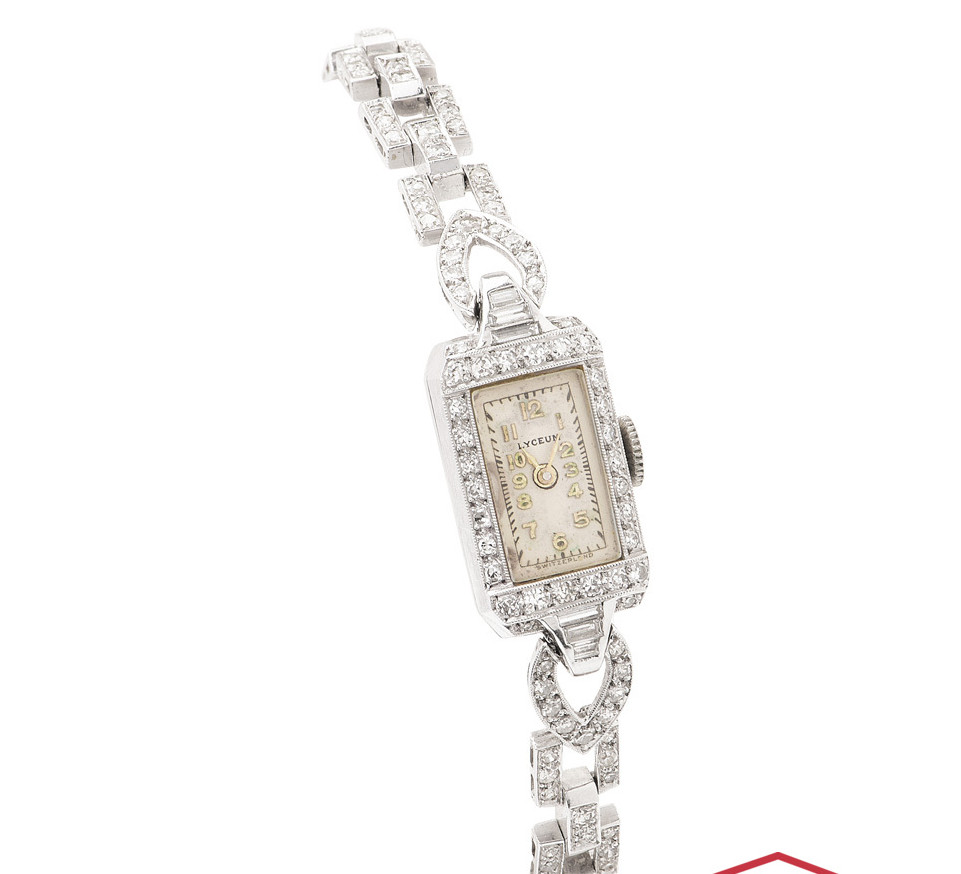 Vintage LYCEUM 1.83ct SI/H Diamonds Platinum 900 ladies Tennis Watch