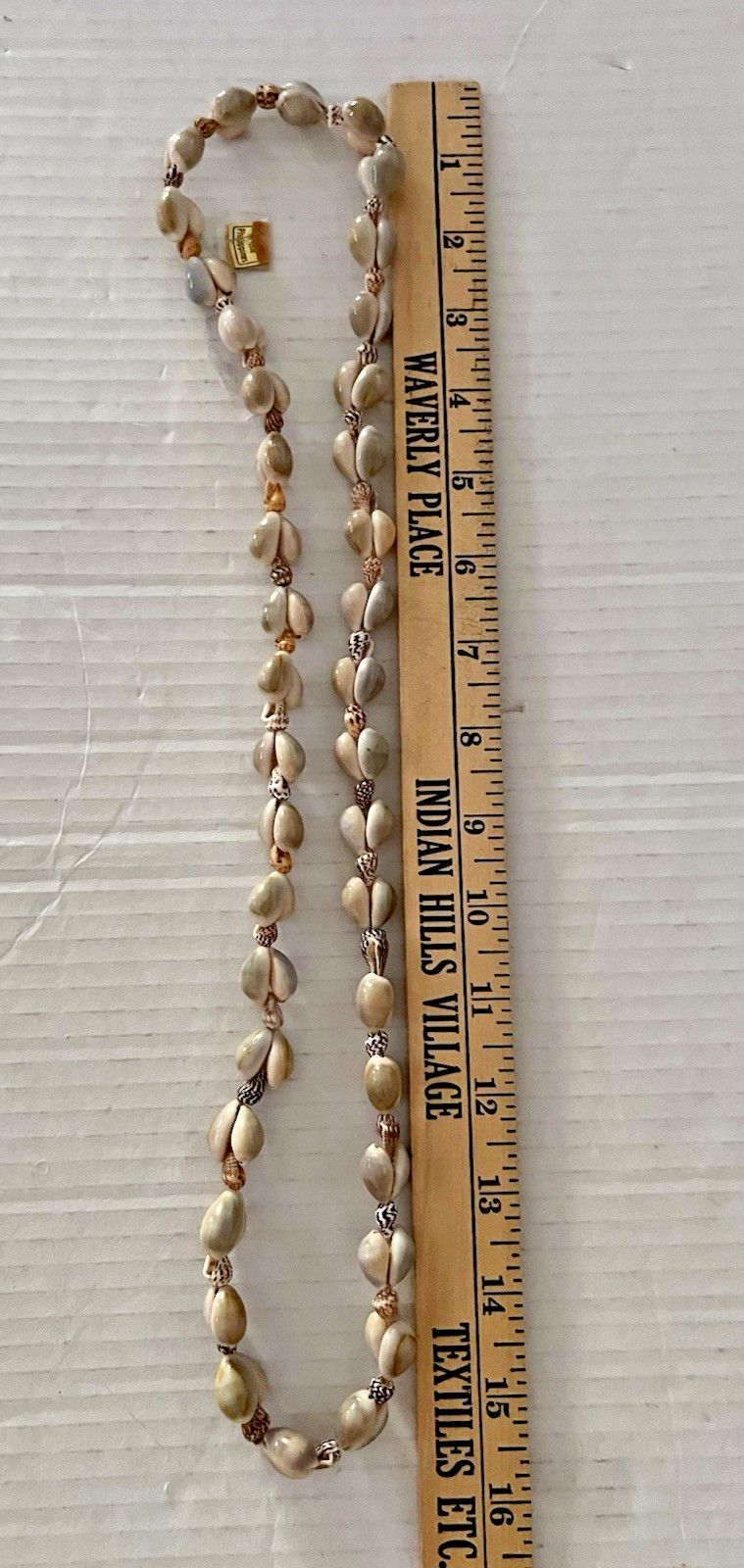 Vintage Beach Necklace Cowrie Conch Shell Seashells Phillipines 30″ Long Length