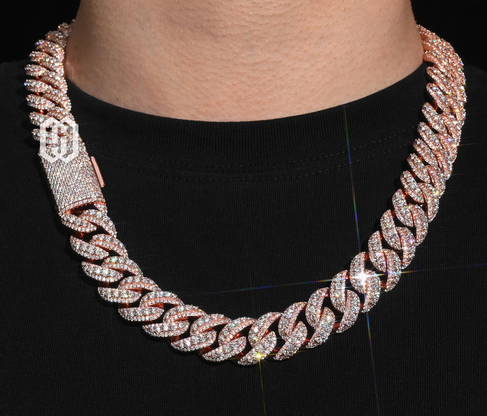 VVS Moissanite 16MM Cuban Link Chain Rose Gold Plated Iced Out