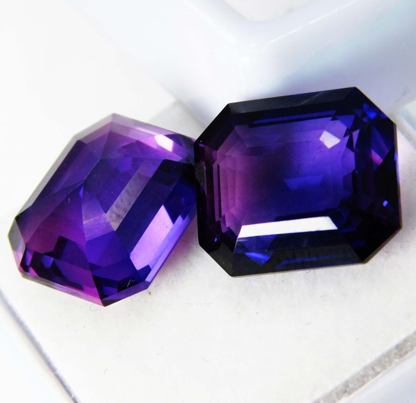 21.25 Ct NATURAL EMERALD Cut Purple TANZANITE Stone CERTIFIED Gemstone Pair