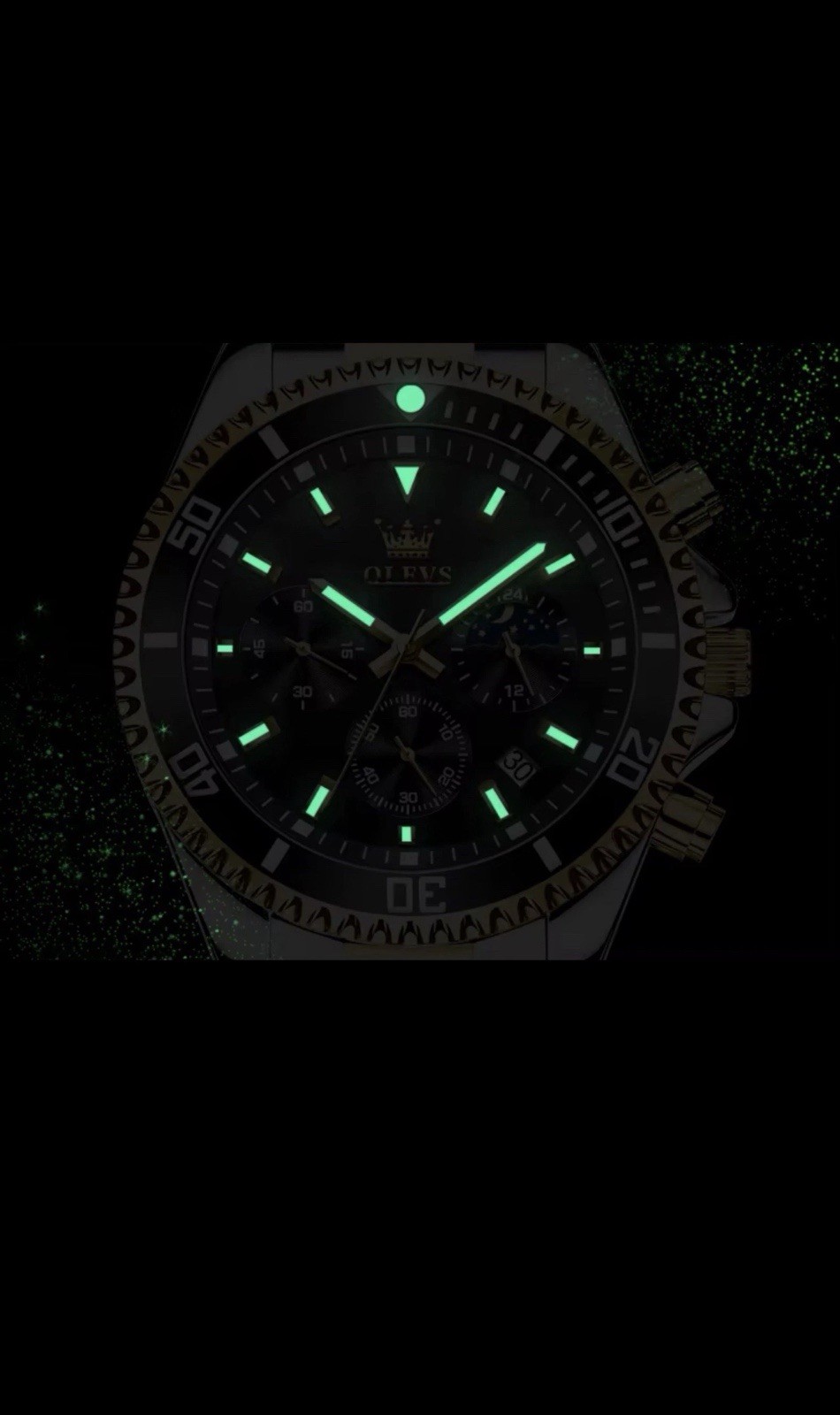 OLEVS Men’s Luxury Quartz Chronograph Diver Watch 30M Waterproof Stainless
