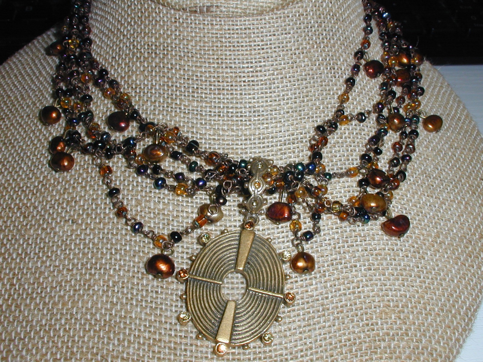 VINTAGE YSL- YVES SAINT LAURENT GOLD TONED NECKLACE W/ PEARLS & CLIPON EARRINGS!