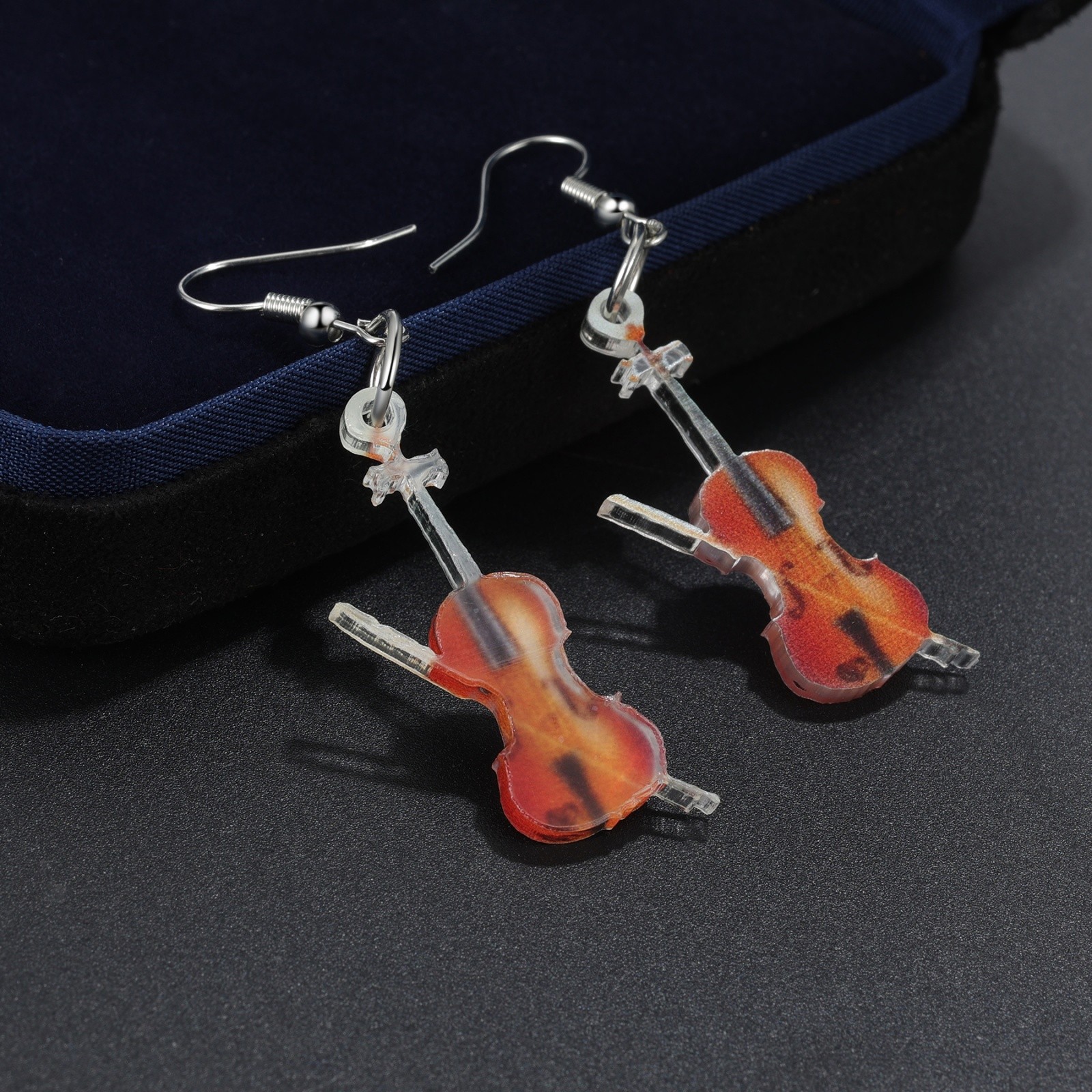 Women’s Acrylic Violin-shaped Music Instrument Drop Earrings Jewelry Violin Gift