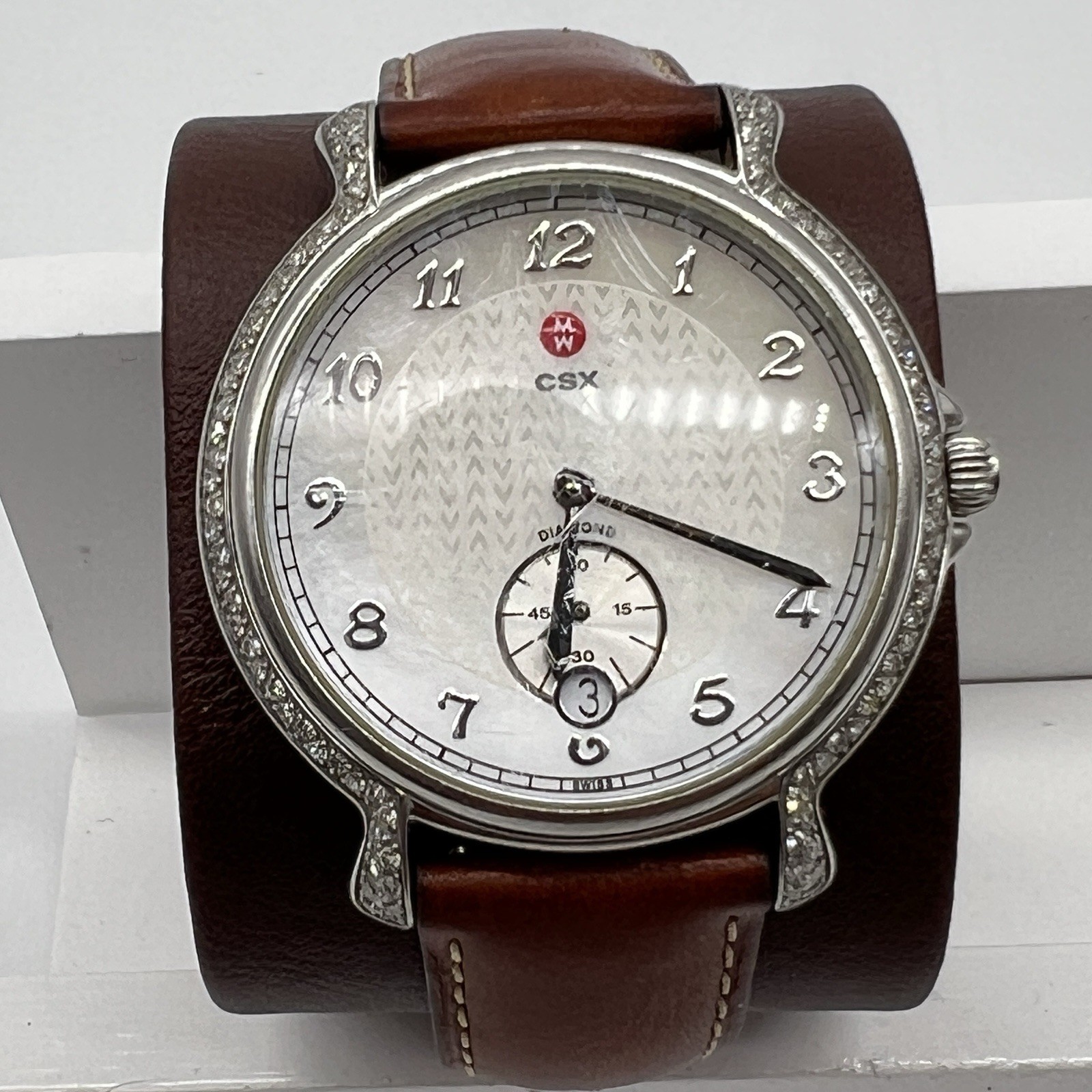 MICHELE CSX MW03K01A2025 DIAMOND BEZEL 38mm QUARTZ WATCH,0 55CT 94 Diamonds