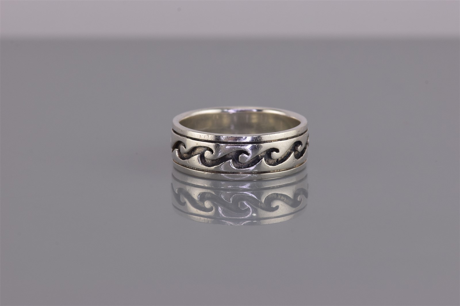 Peter Stone Sterling Silver 6mm Carved Rolling Water Wave Band Ring 925 Sz: 6