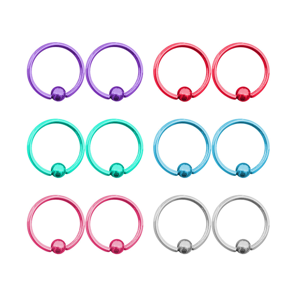 Captive Bead Ring surgical steel Pvd 14G Earrings Hoops Lip Belly Nipple 12PK