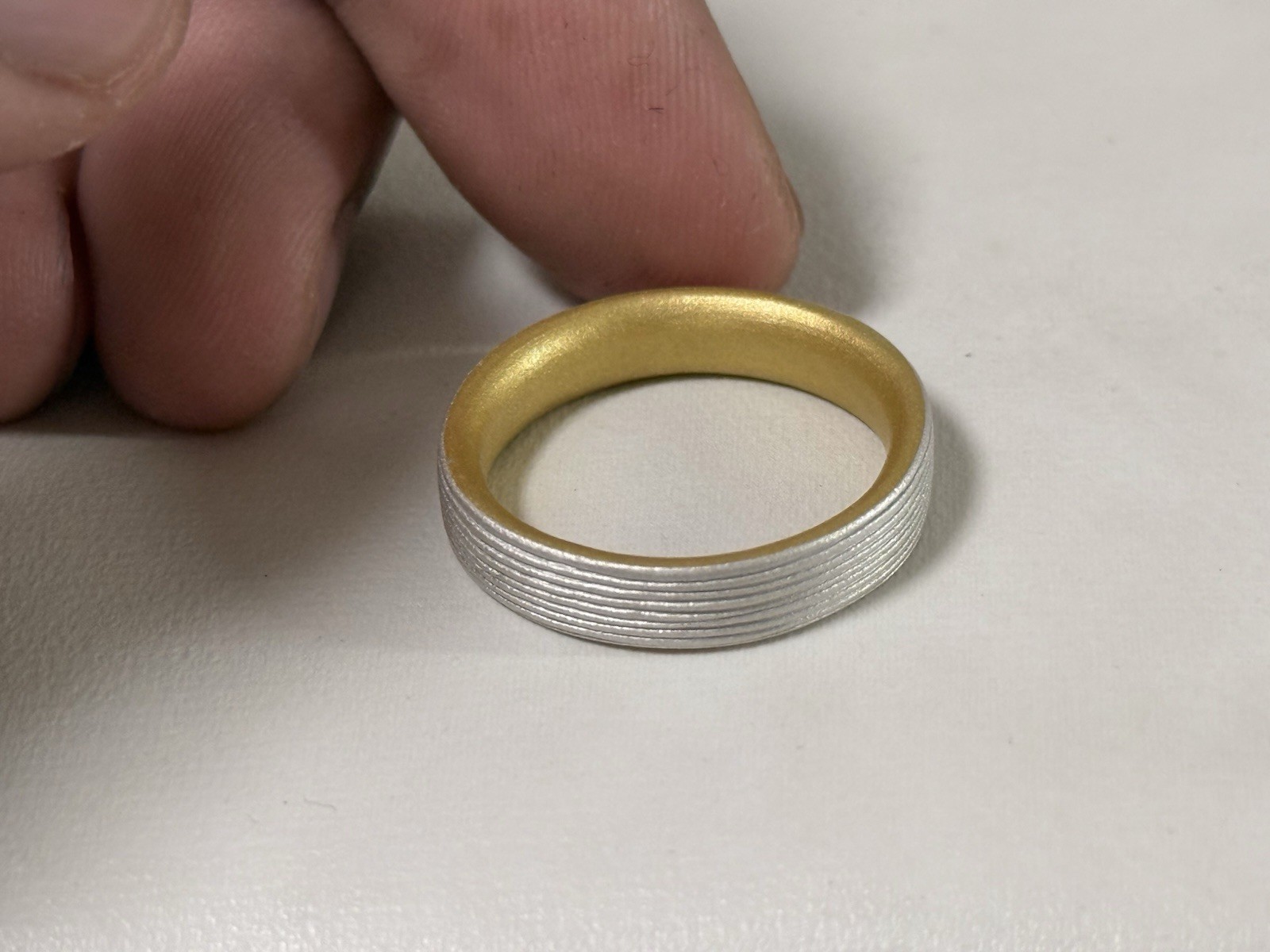 Rainveil Ring, Handmade S999 Silver Ring with Hidden 24K Gold Interior, Japanese