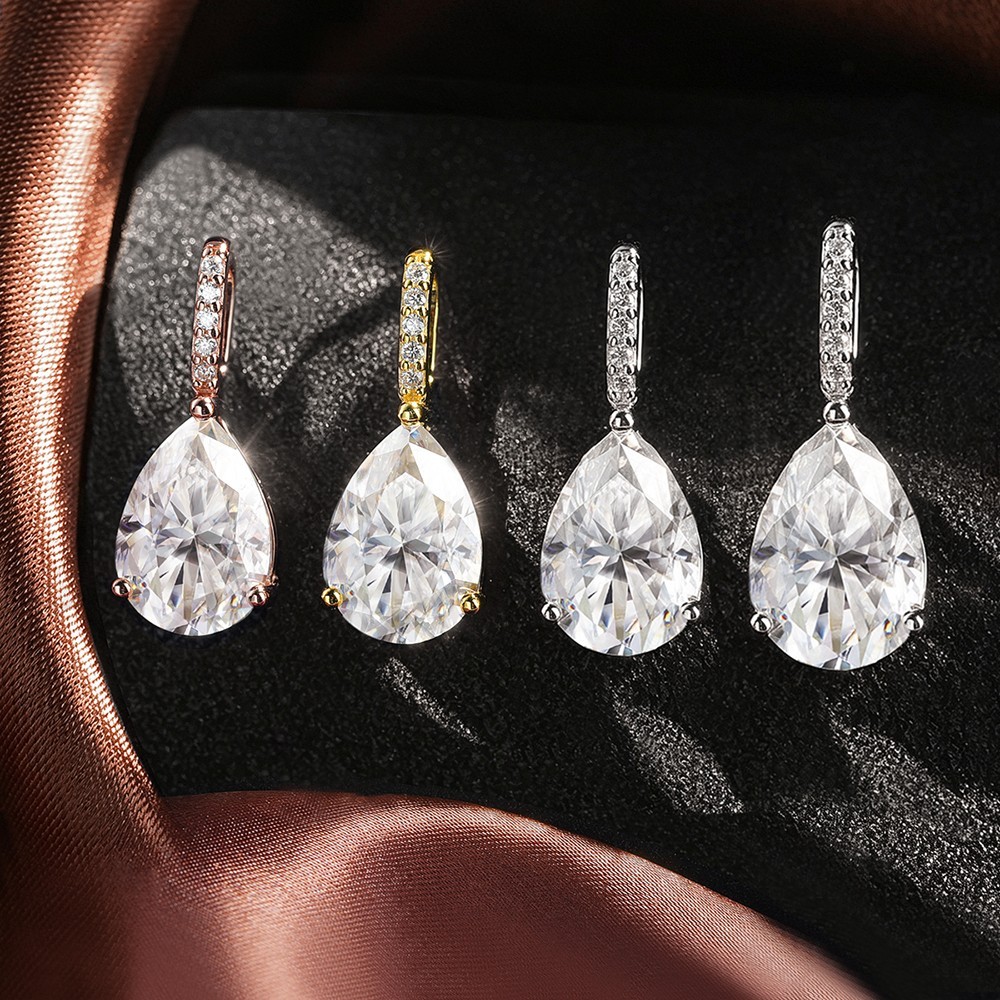 2/3ct Real Pear Cut Moissanite Women Pendant Necklace 925 Sterling Silver Chain