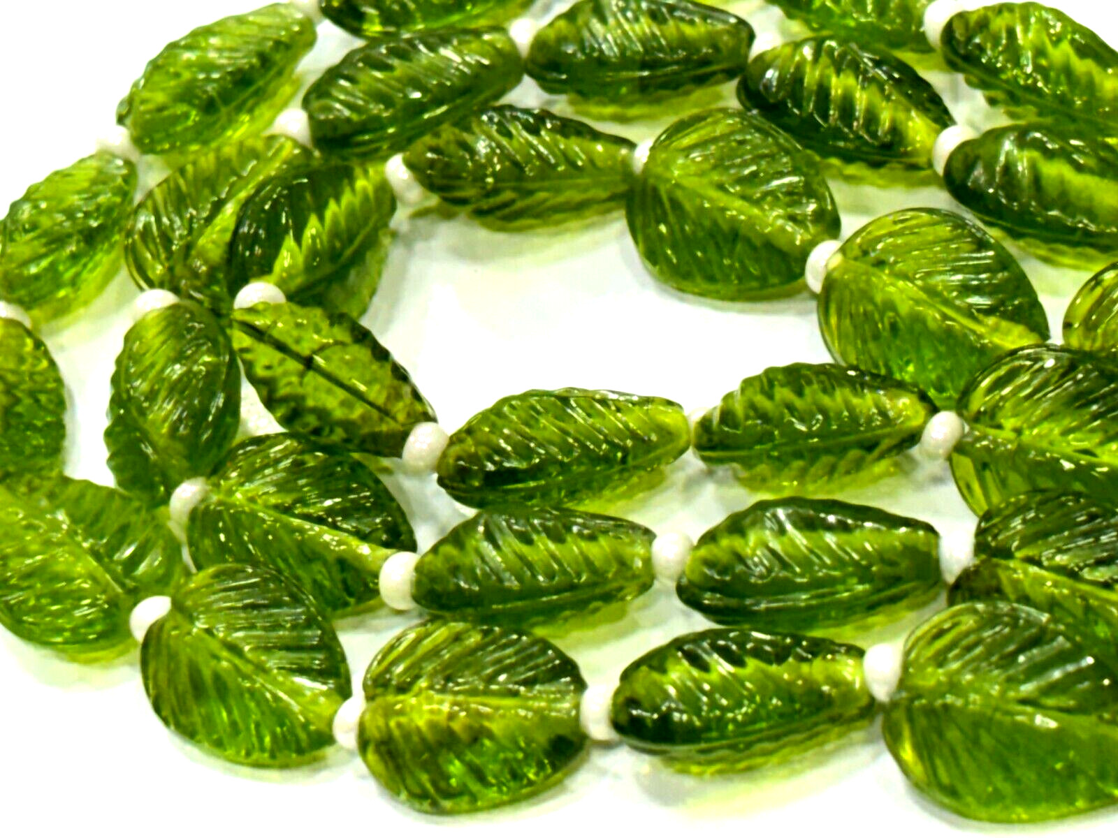 Peridot Pear Carved 10X14-11X15 MM Beads 18″inch 1 Necklace 3 Layer