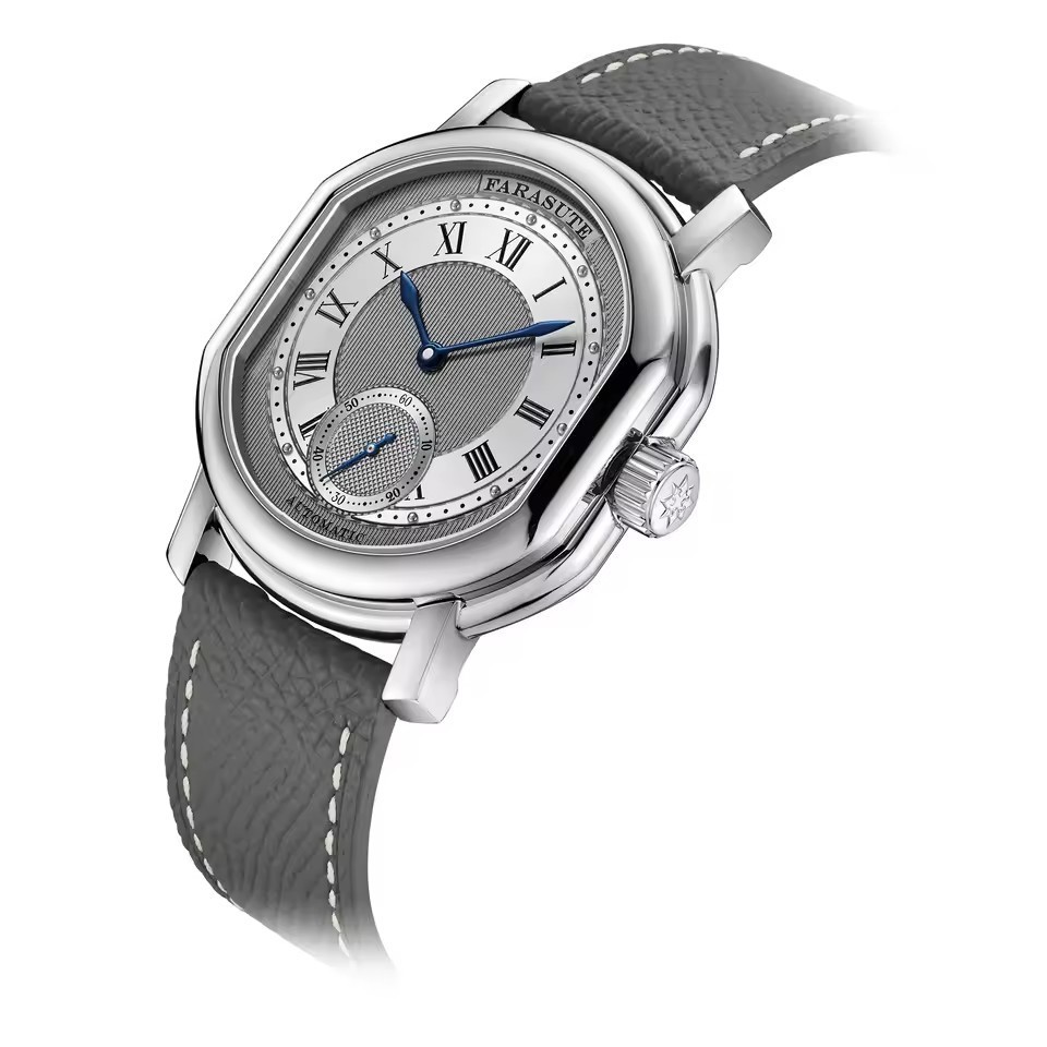 FARASUTE Men Automatic Watch 38mm Mechanical Wristwatch Oval Case Peacock Mov.