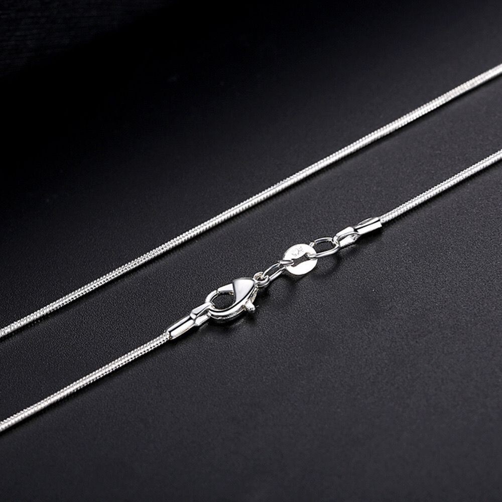 2 Colors 1mm Men Woman 925 Silver Plated Round Snake Chain Necklace 16-30”