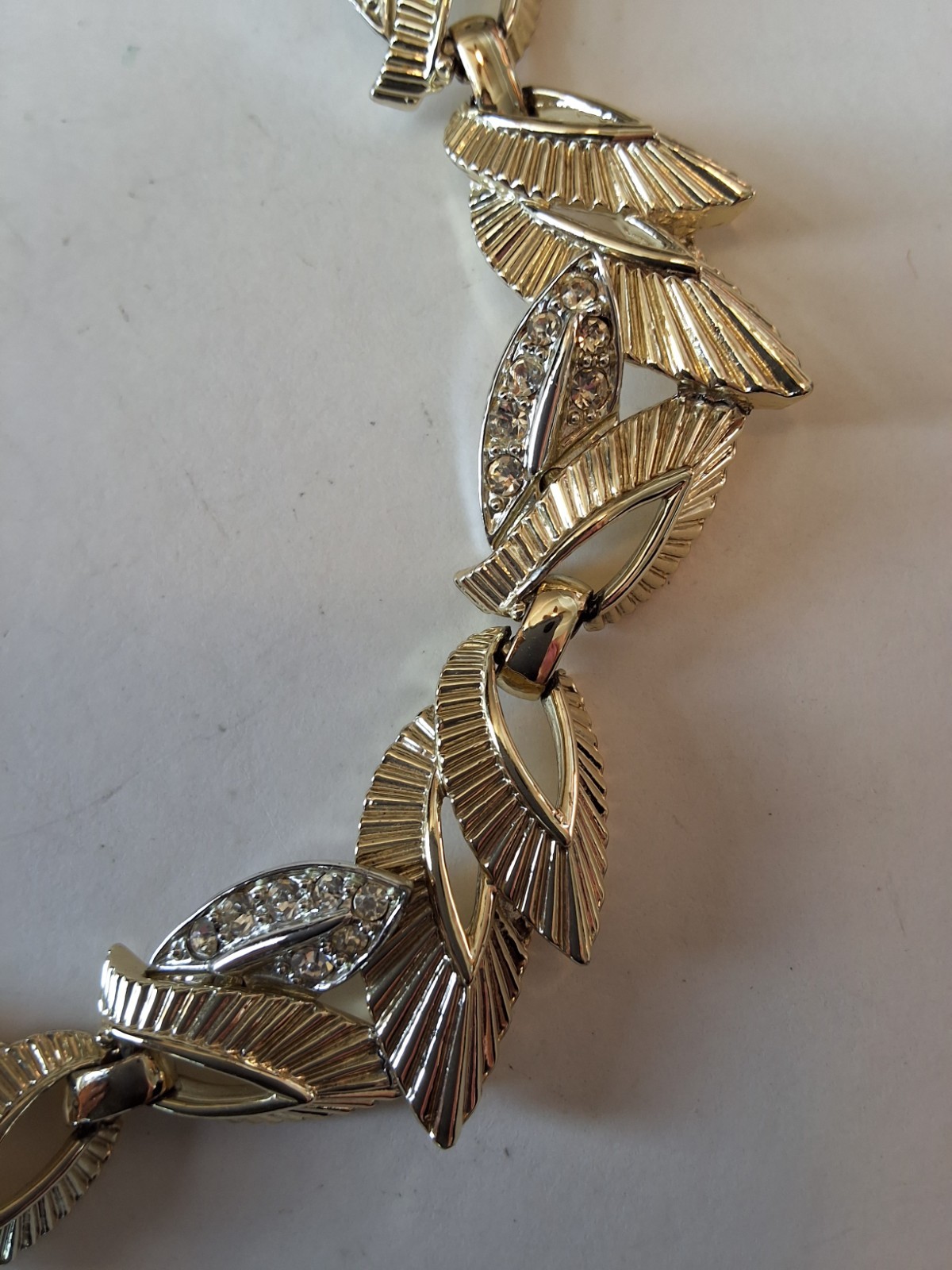 Vintage Signed and Numbered Marboux Gold Tone and Rhinestones Necklace.