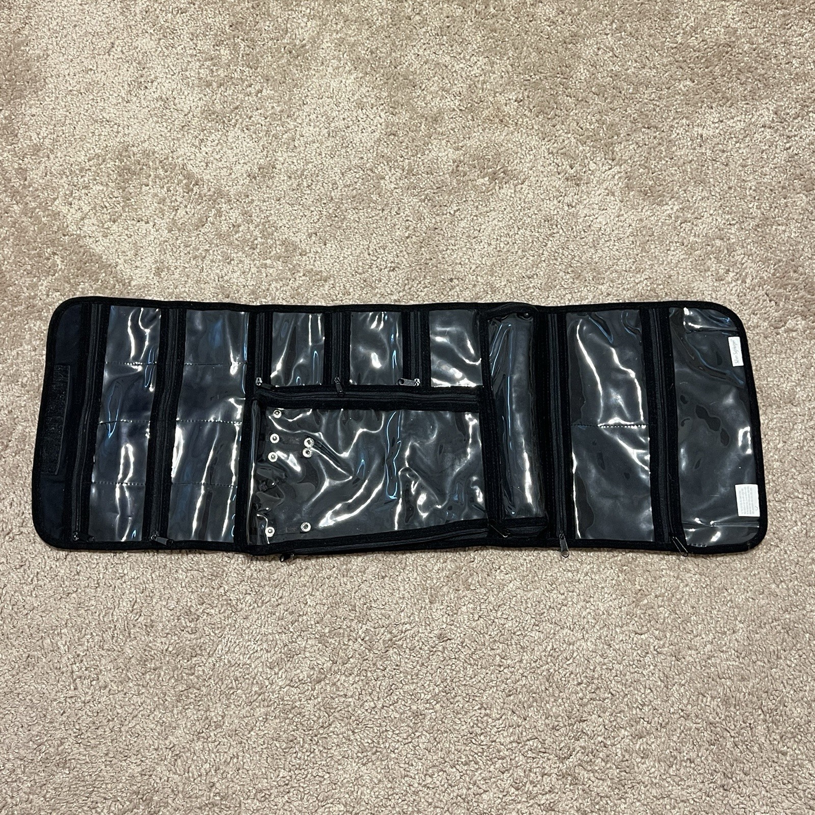 Silver Safekeeper Anti Tarnish Travel Jewelry Organizer Hanging Roll Pouch Black