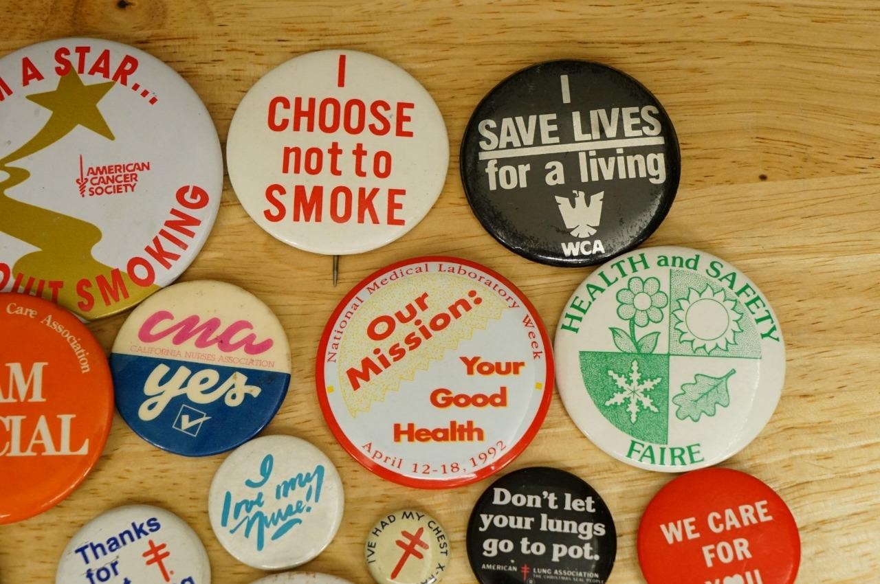 Vintage Pinback Buttons Just Say No American Cancer Society Stop Smoking Health