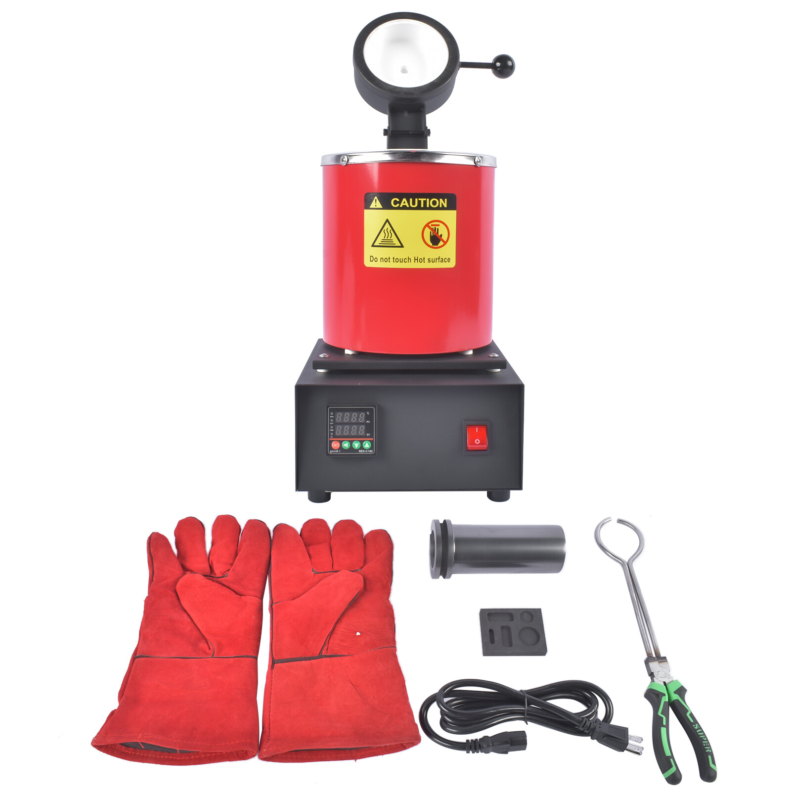 Gold Melting Furnace 1500W 1150°C/2102°F for Smelting Metal 110V 1KG 2KG 3KG Red