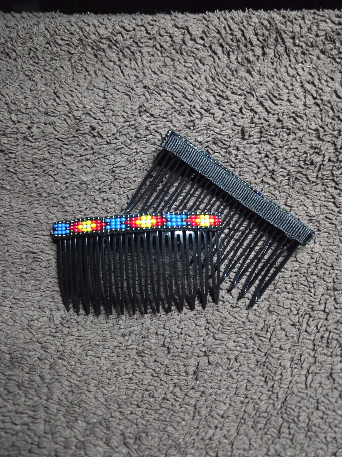 Native American Hand Beaded Hair Comb Set by Jean
