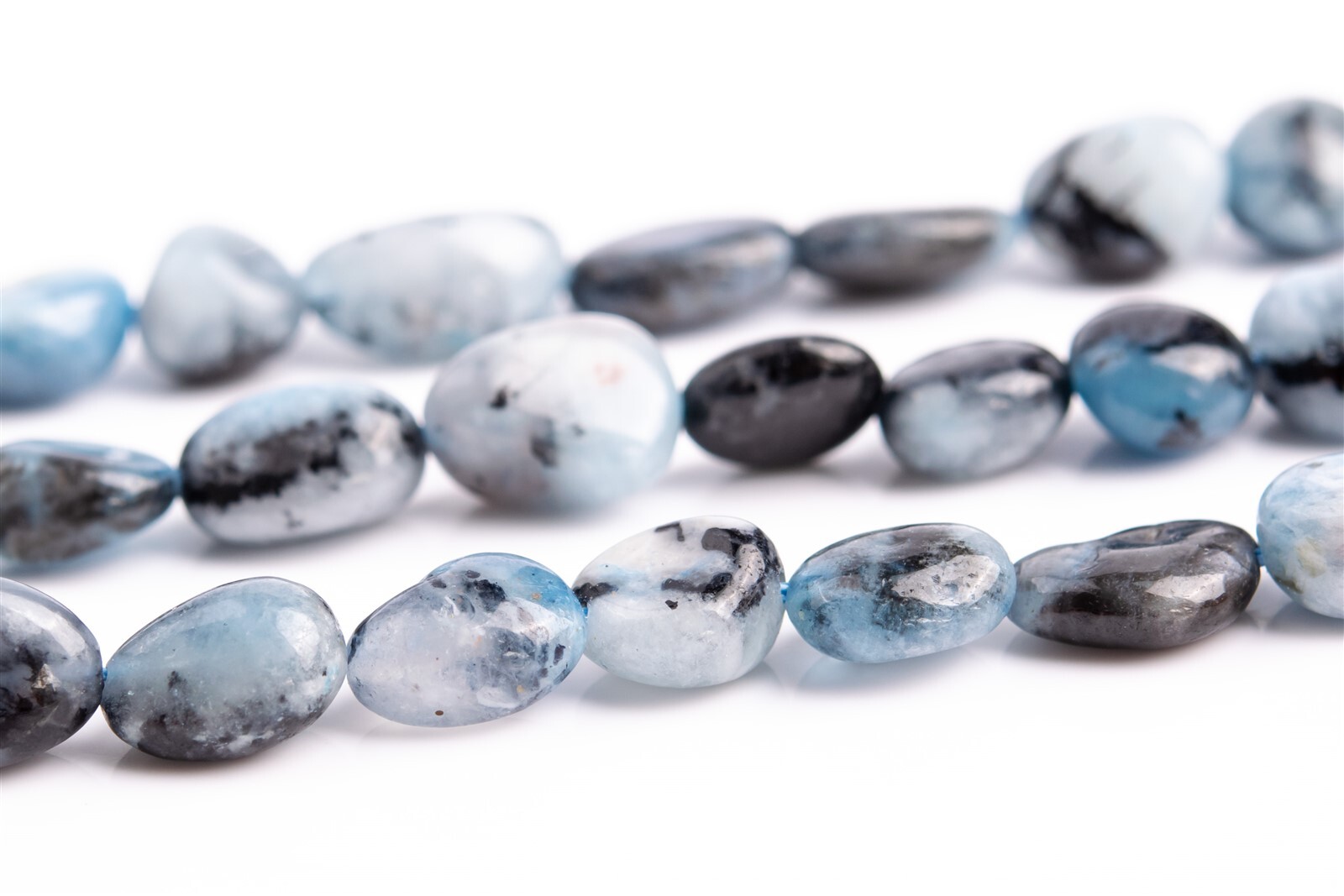 8x5MM Blue Aquamarine Pebble Chips Grade A Genuine Natural Gemstone Loose Beads