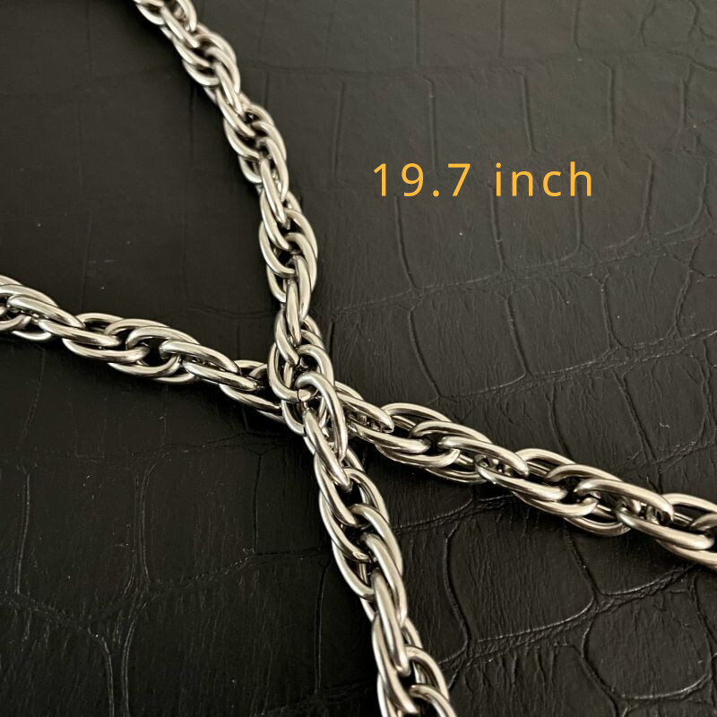 Pure Titanium Twisted Necklace with 7mm Wide Anti Allergic 19.7 Inch Men Women