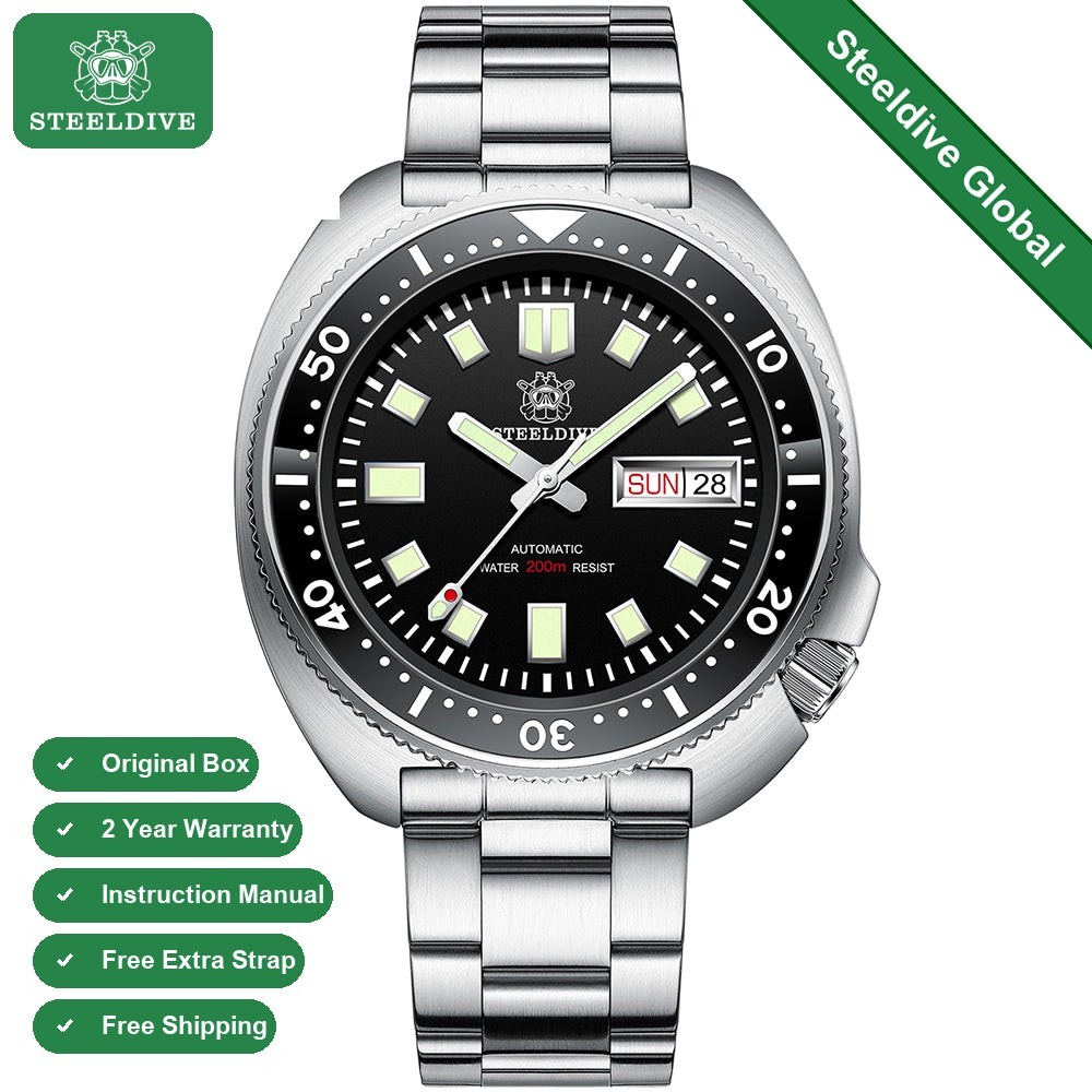 STEELDIVE SD1970W Mens Turtle 43.8mm 200M Automatic Dive Watch NH36 Sapphire