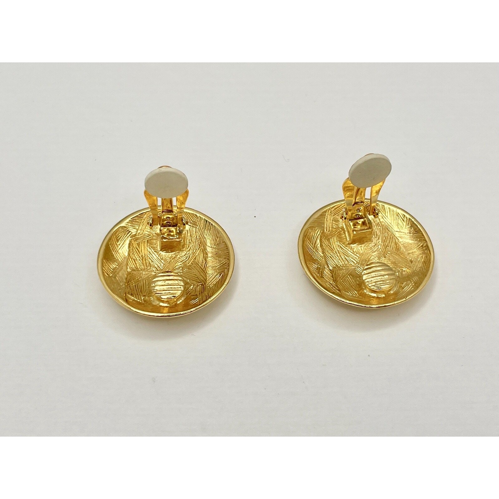 GIVENCHY PARIS NEW YORK SIGNATURE GREEK KEY CLIP-ON STATEMENT EARRINGS SIGNED