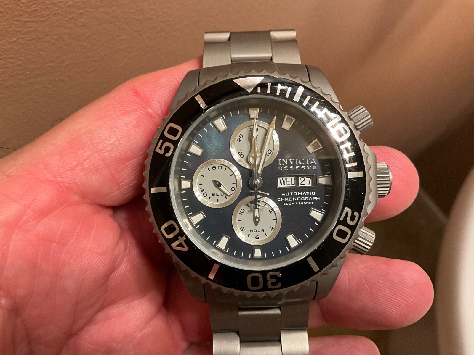 INVICTA SWISS MADE RESERVE PRO DIVER MODEL 23375 TITANIUM 25 JEWEL VALJOUX 7750