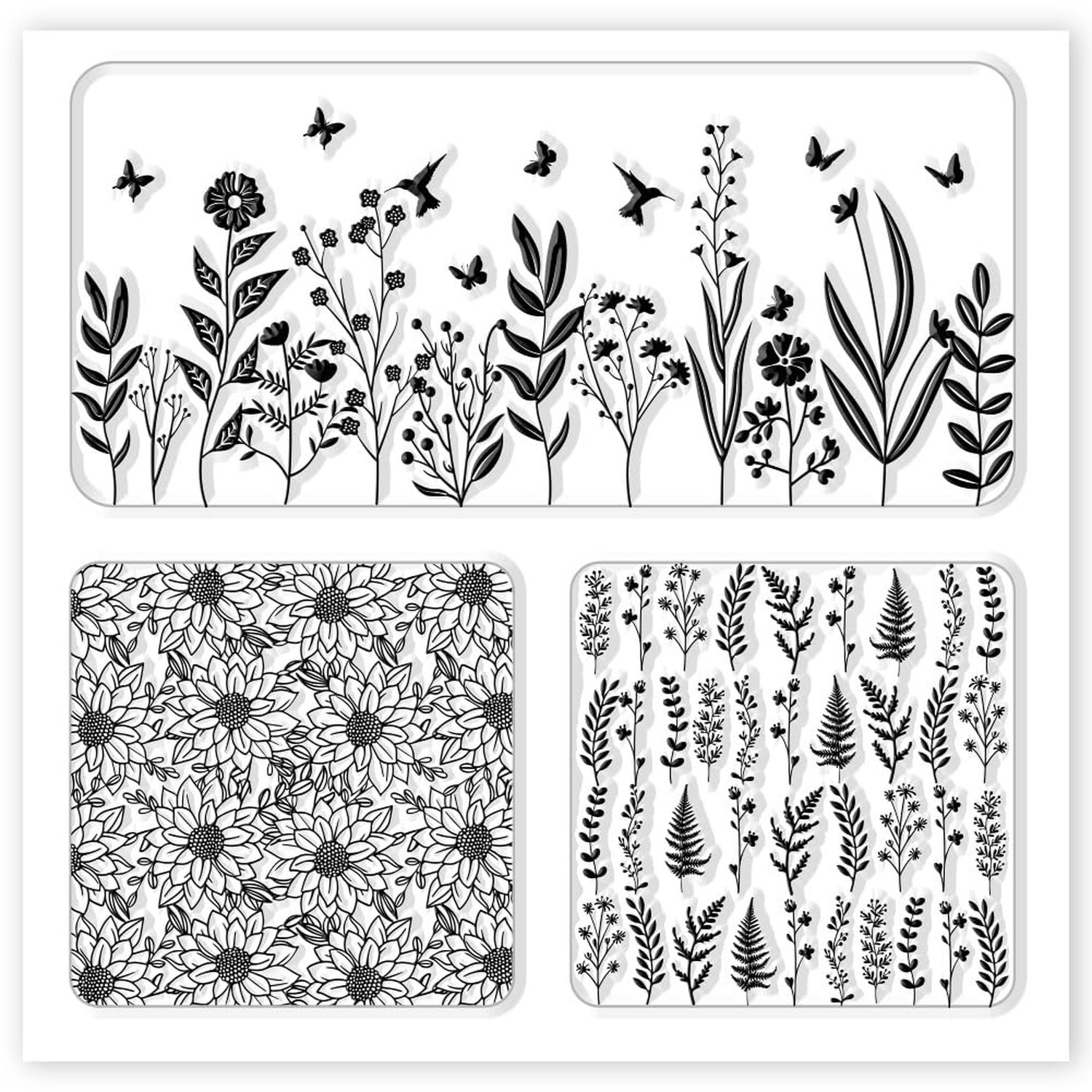 CHGCRAFT Polymer Clay Texture Sheet Leaves and Flowers Clay Texture Mat Flora…